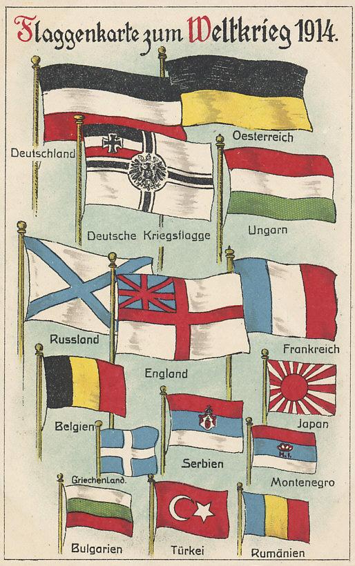 German poster from WW1 showing flags of war participants r/europe