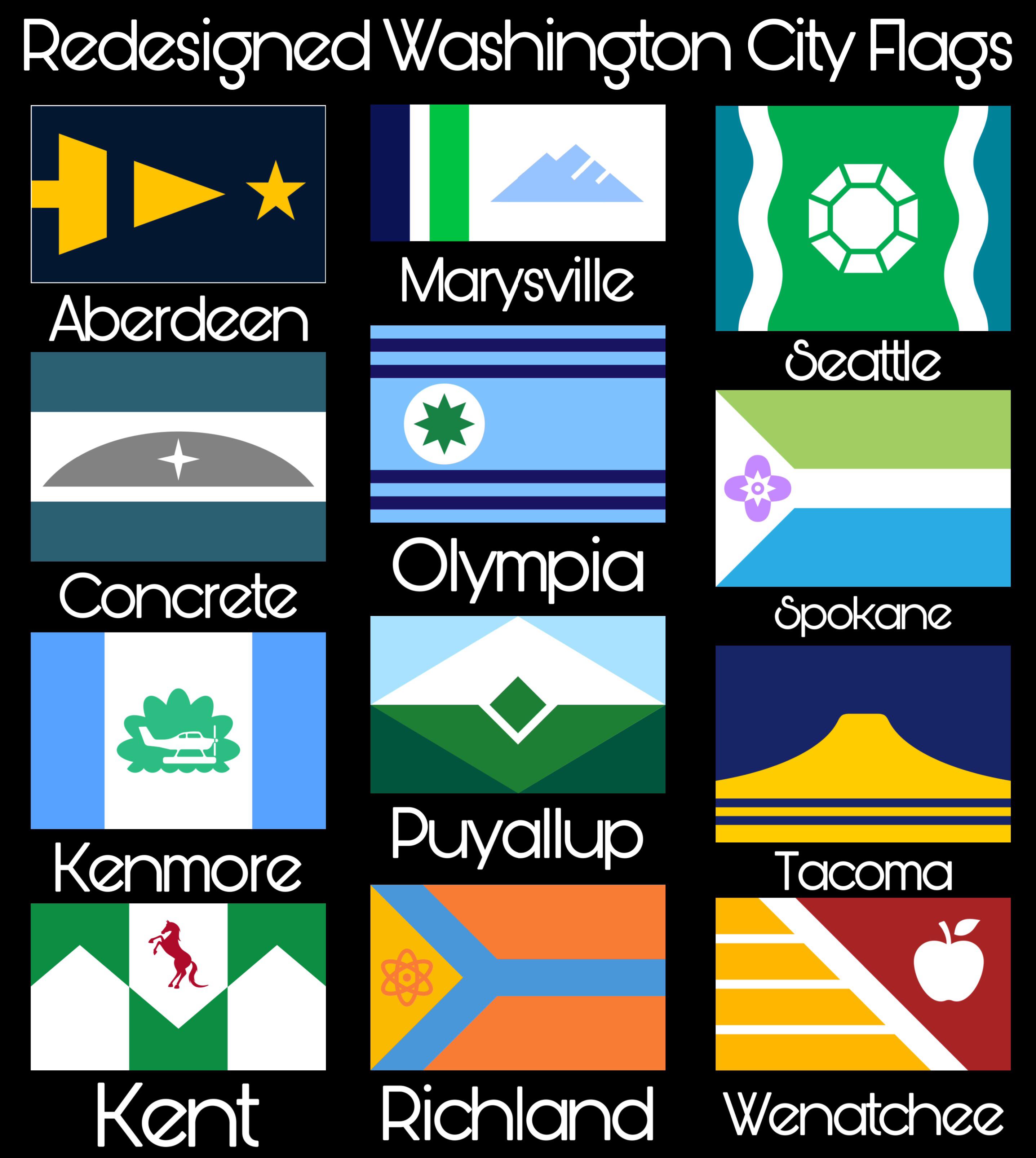 I redesigned the flags of some Washington cities and towns! r/Washington