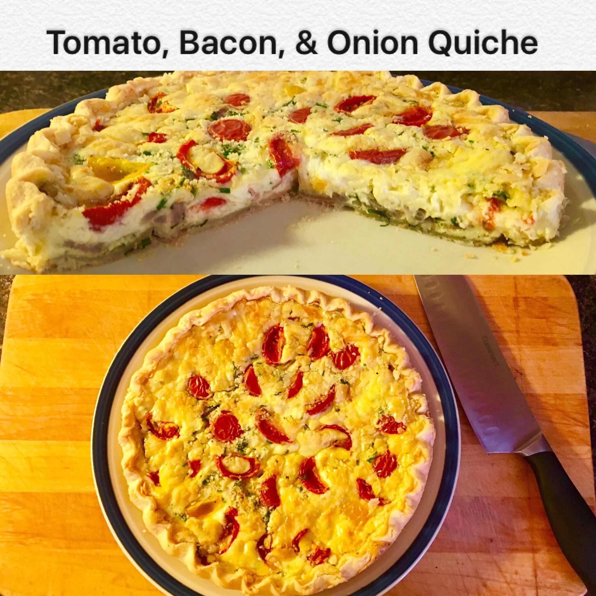 [Homemade] Tomato, Bacon, & Onion Quiche r/food
