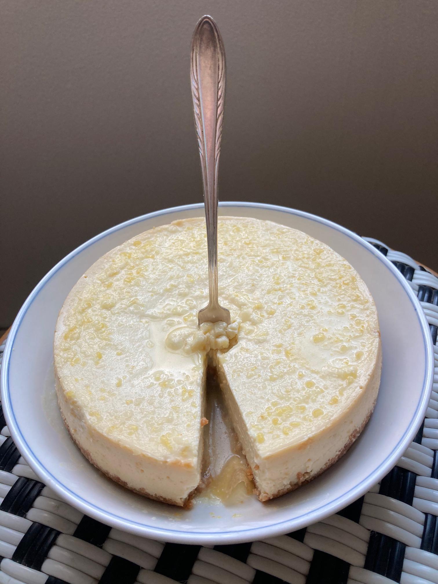 Skinny cheesecake. I did’t have a 3” high pan so used a shorter one and