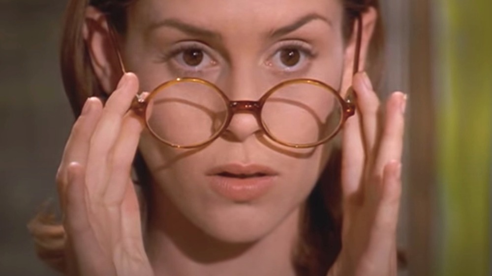 In Matilda (1996), Miss Honey lowers her eyeglasses in a suggestive