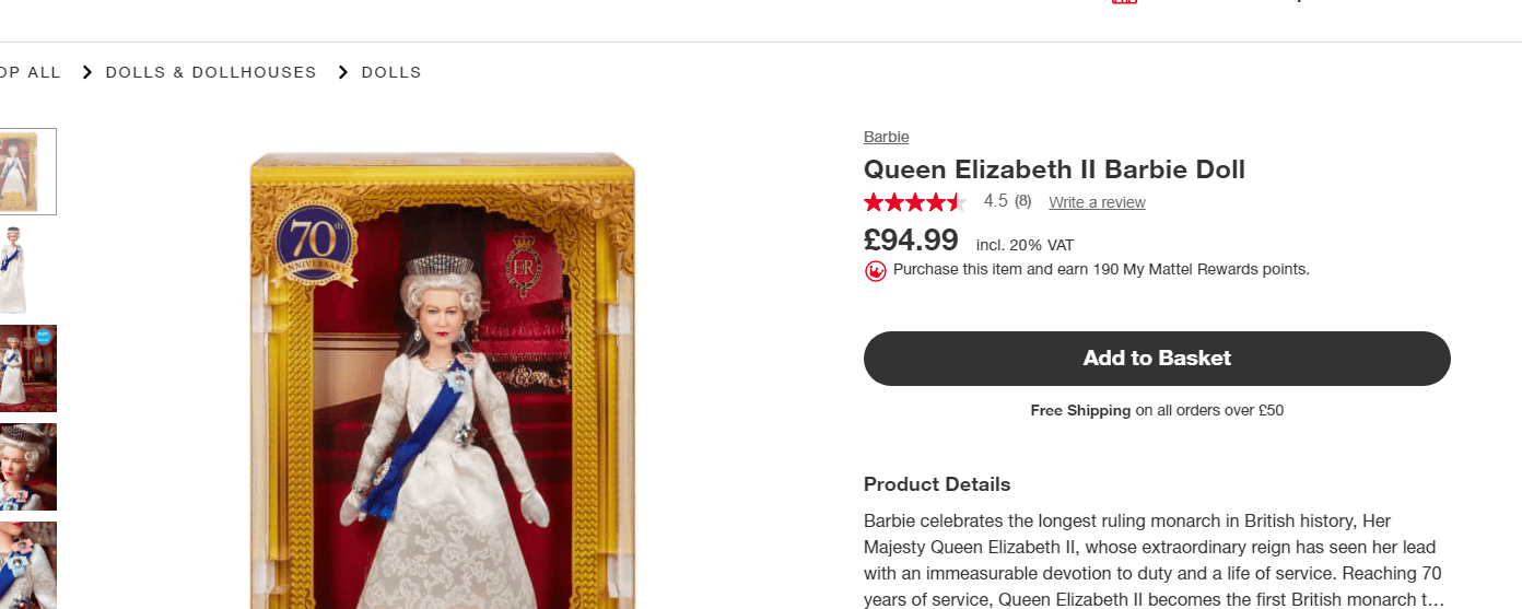For UK people Queen Elizabeth II Barbie Doll available on Mattel UK website! r/Barbie