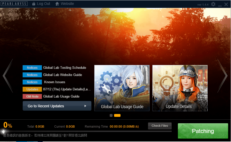 Black Desert Test Servers Stuck on Patching. Not sure what to do. r