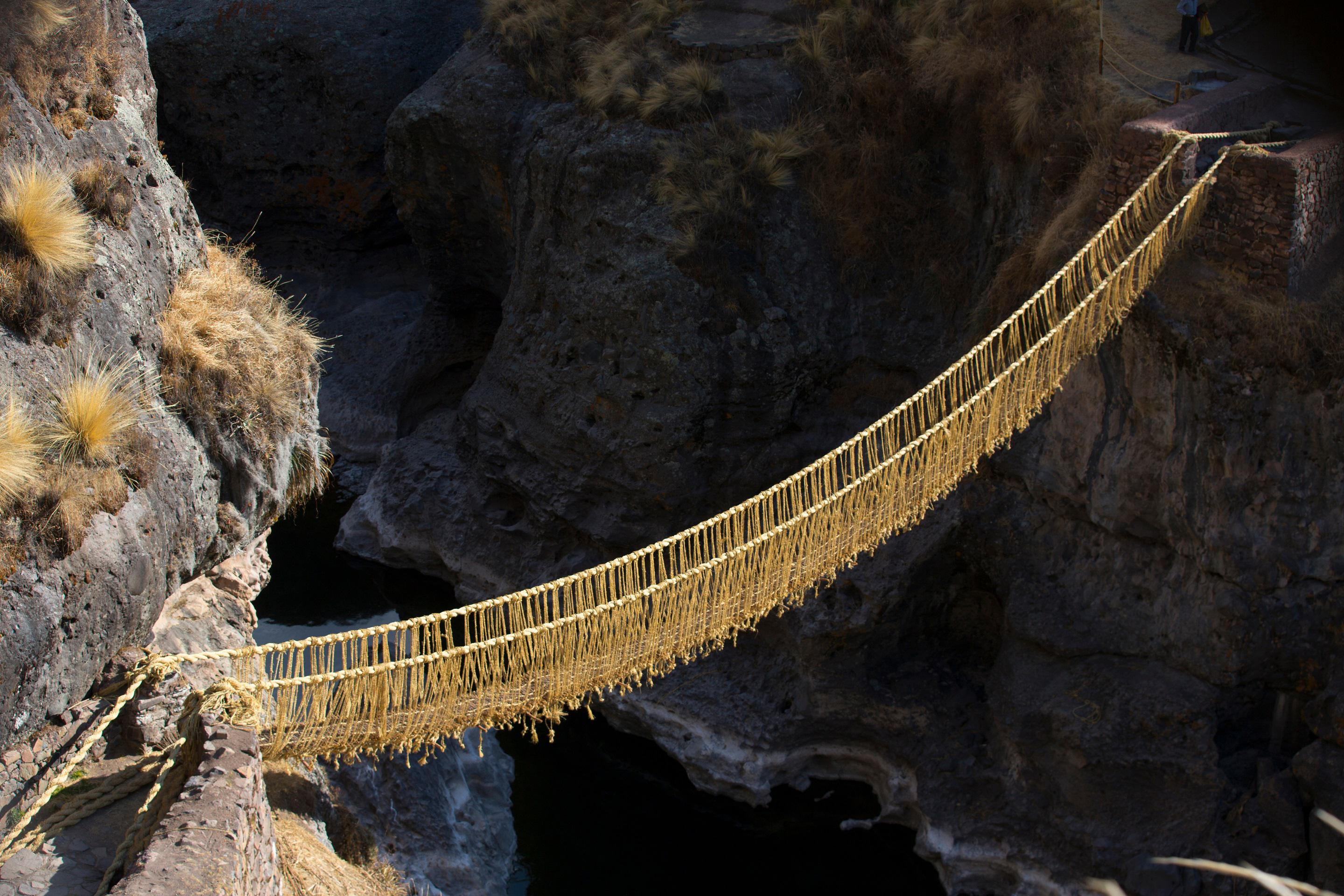 Incan Grass Bridge Queshuachaca (Keshwa Chaca) Consists of ropes