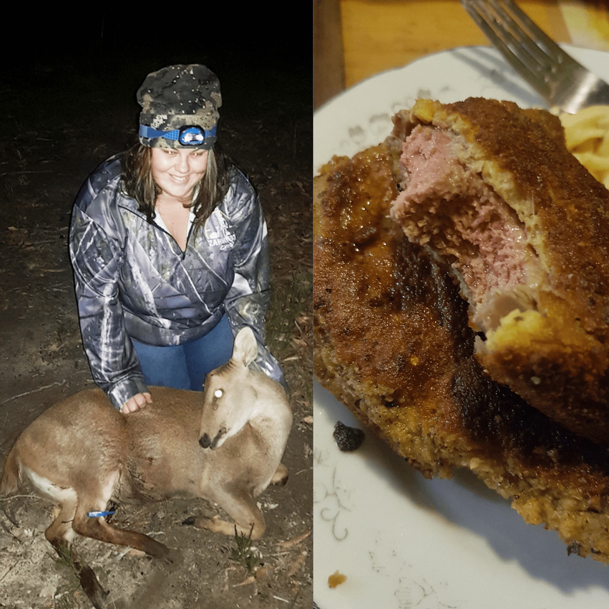 Another meal I shot, butchered and cooked! Hog Deer crumbed cutlets