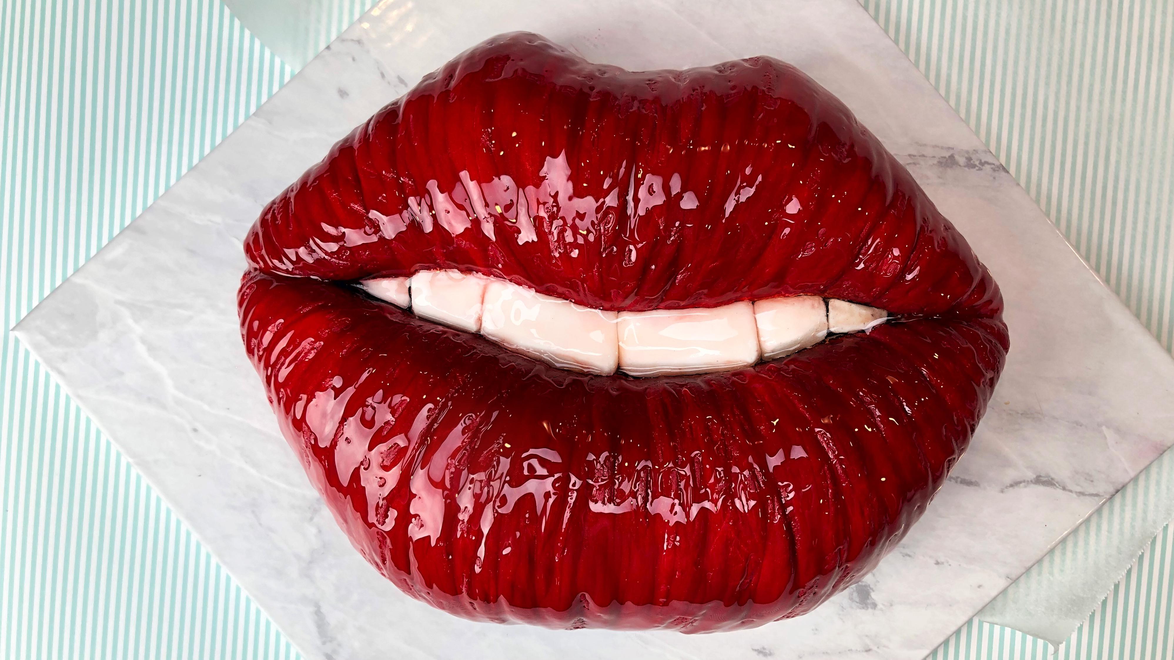 Lip cake for Valentine’s Day. Had fun experimenting with ways to make a