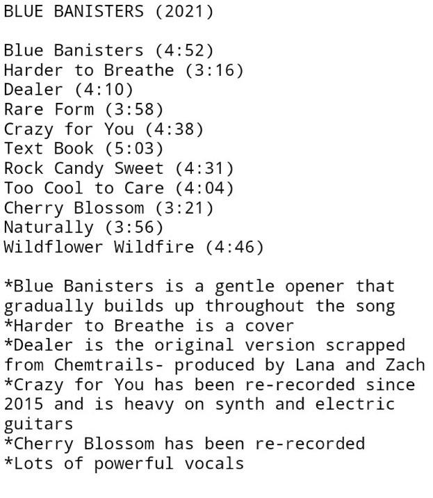 unofficial track list for blue banisters r/lanadelrey