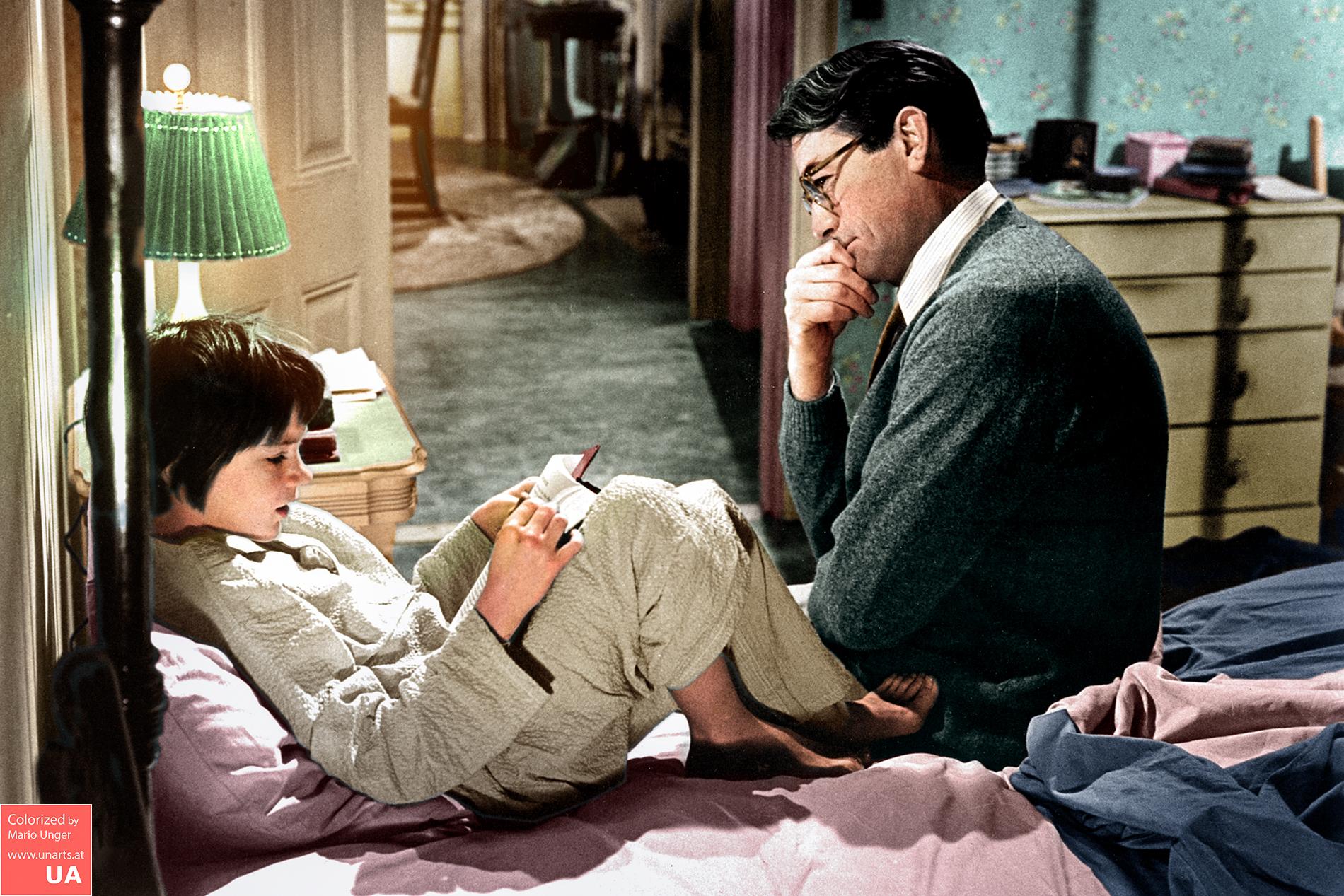 To Kill A Mockingbird, Gregory Peck and Mary Badham, 1962 r/Colorization