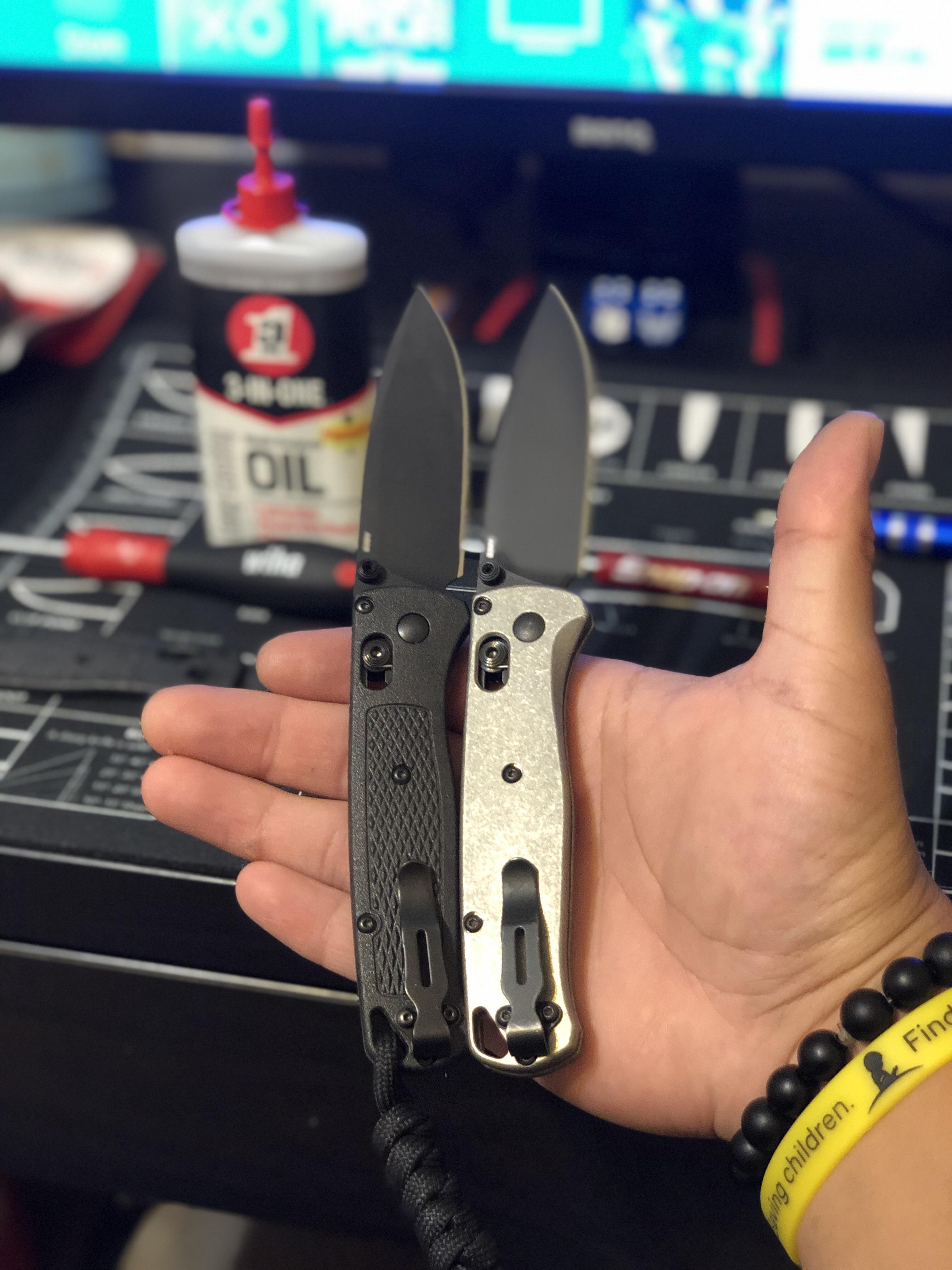 Wow. Bugout feels 3x better. Flytanium Titanium scales. r/knives