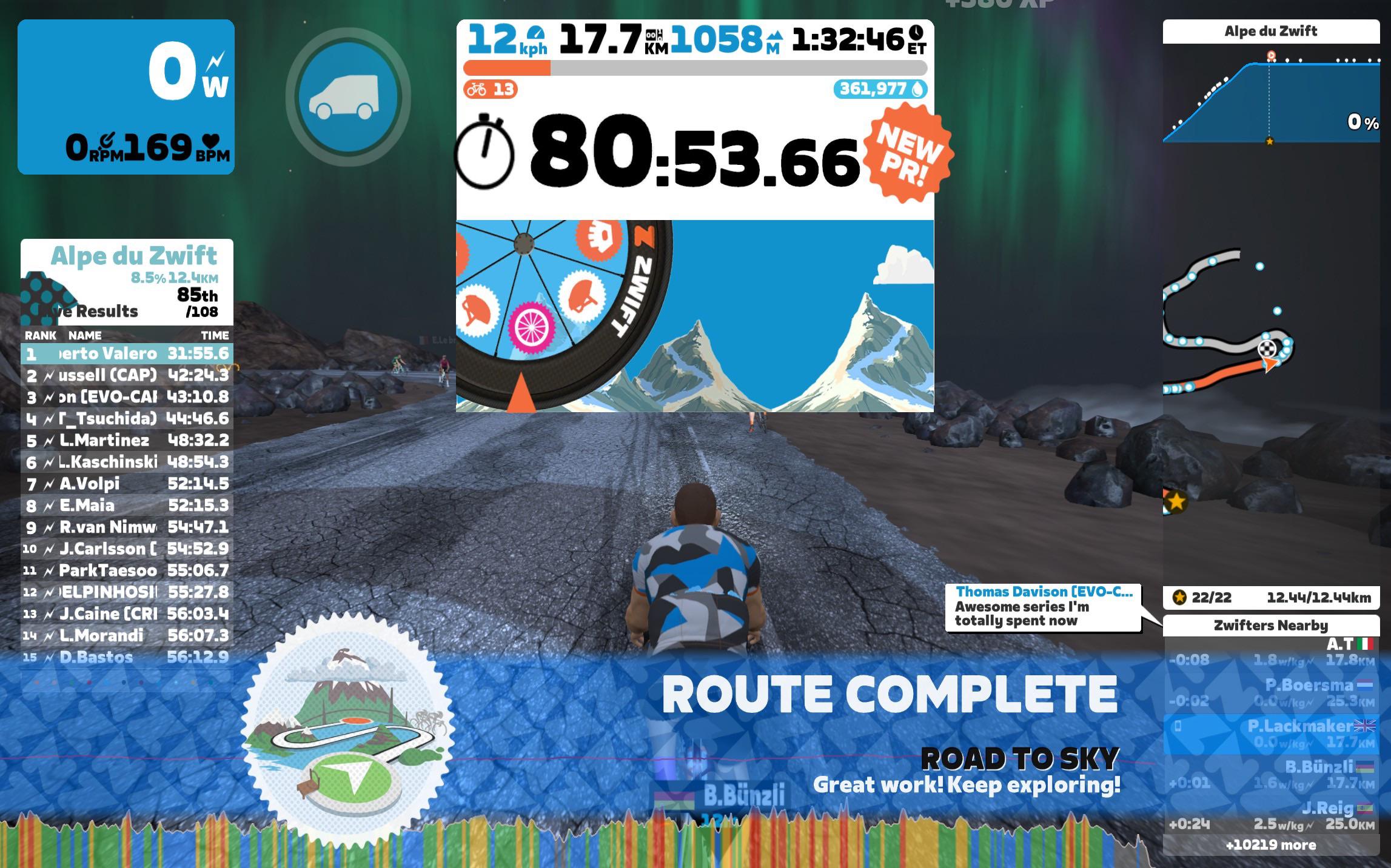 First attempt at Alpe Du Zwift aimed for sub 60mins. Haha r/Zwift