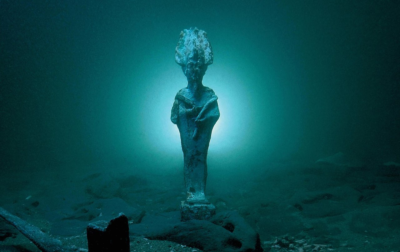 Statue of Osiris on the seabed of the sunken city of ThonisHerakleion