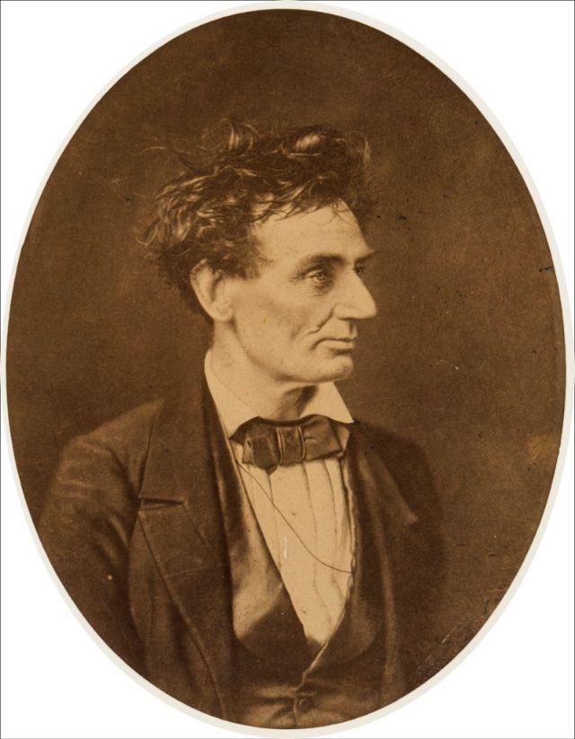 Abe Lincoln, wild hair. 1857. The photographer insisted on smoothing