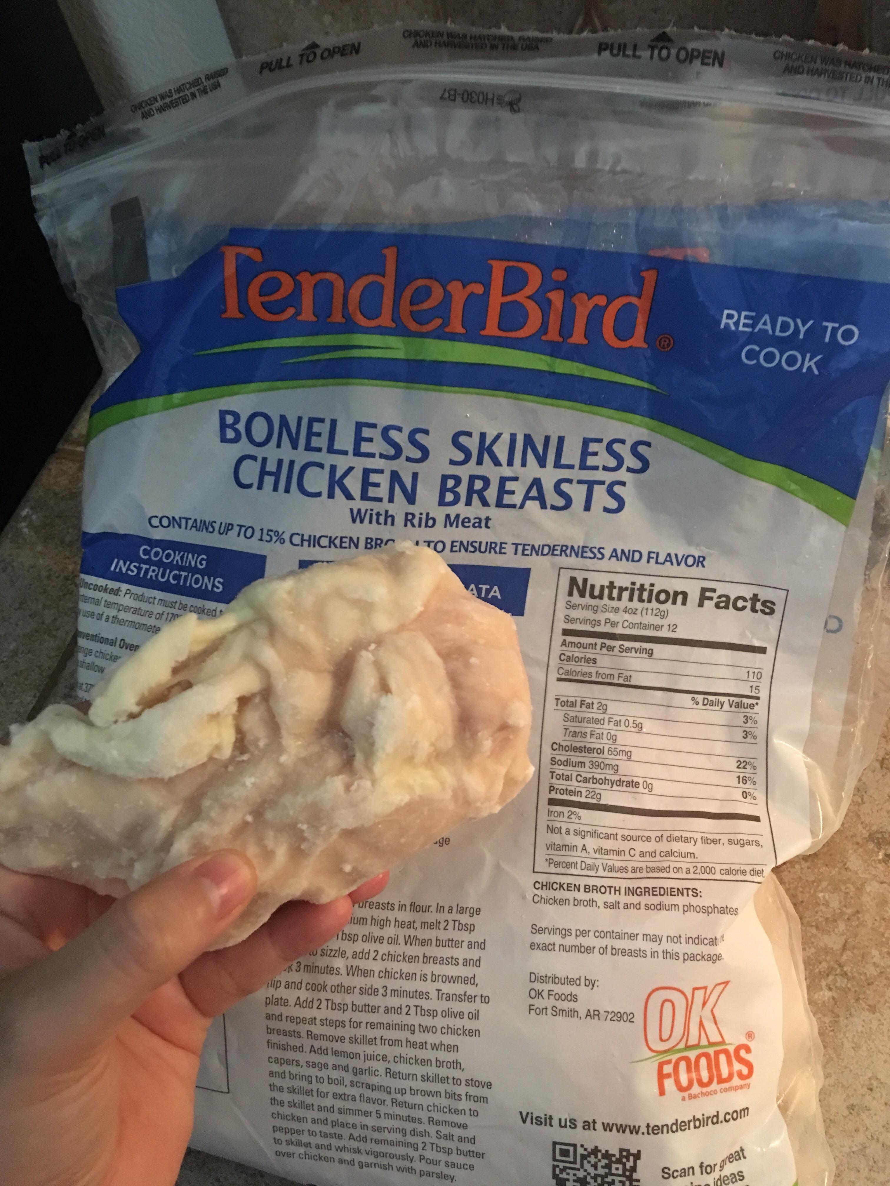 Tenderbird frozen chicken breasts am I supposed to weigh the portions
