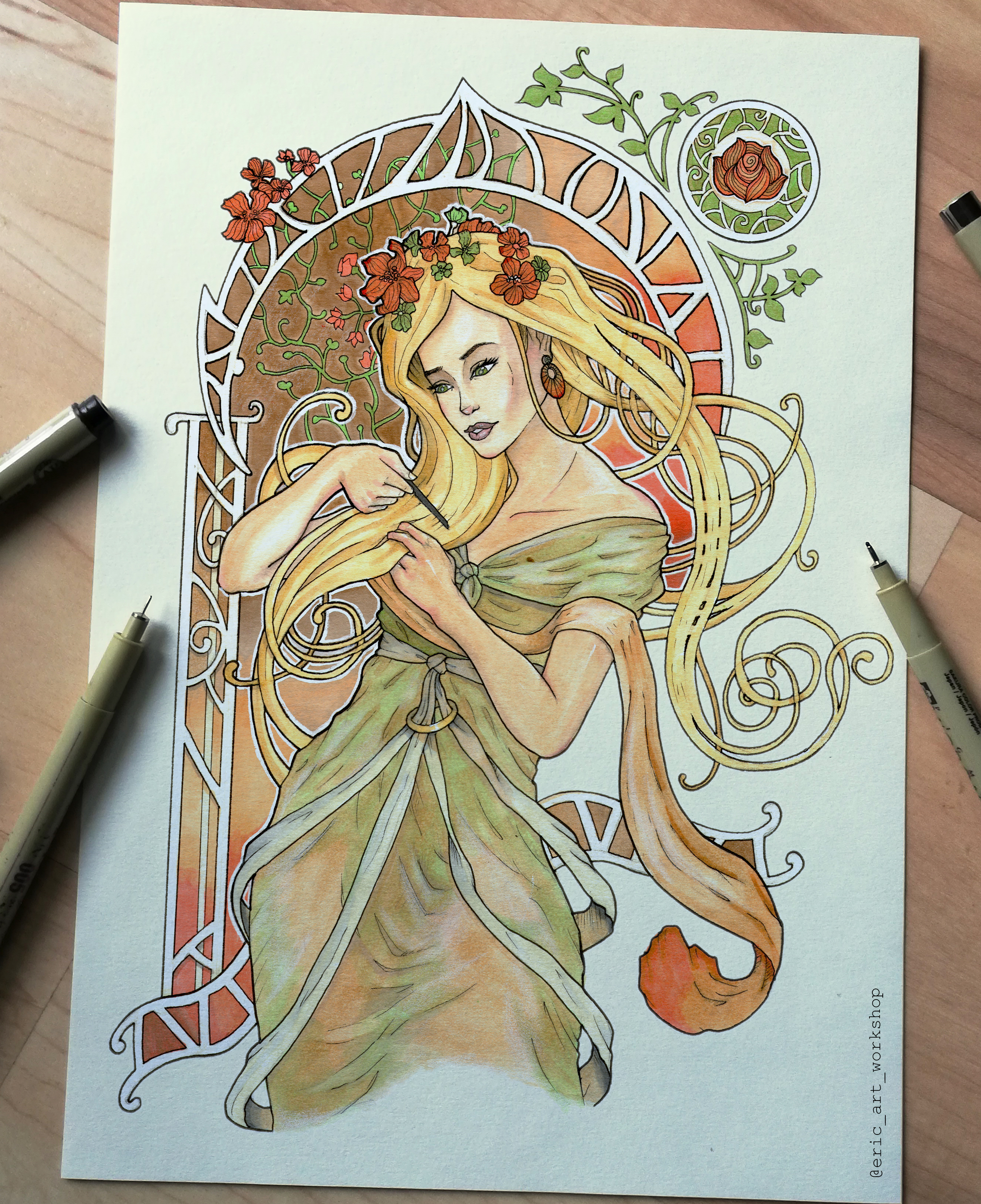 First time drawing "Art Nouveau" r/drawing