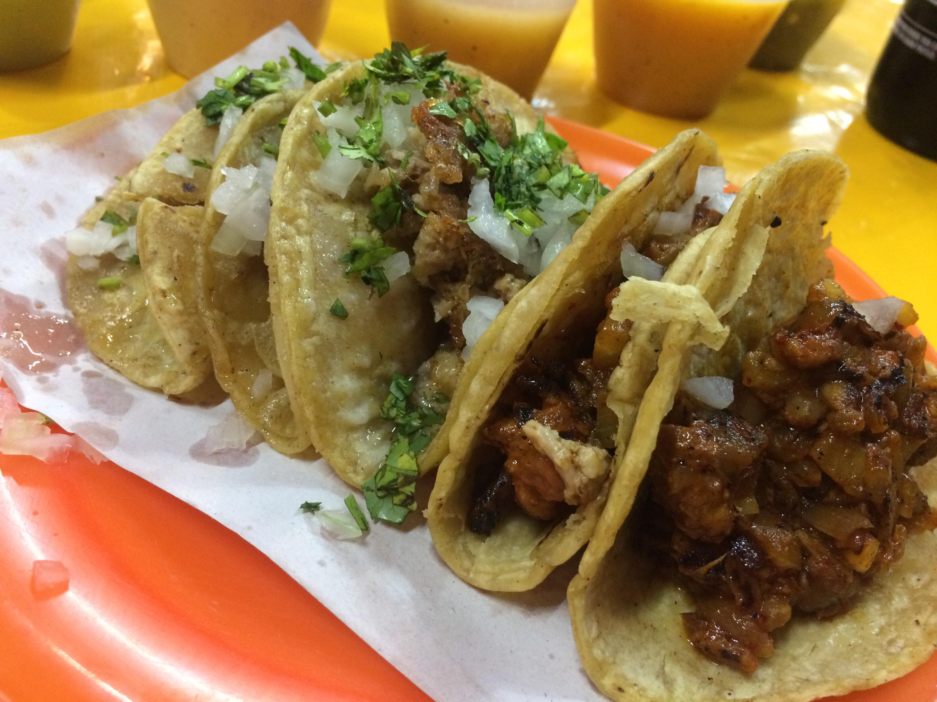 3 de suadero, 2 de pastor from my favorite taco spot in Puebla city r