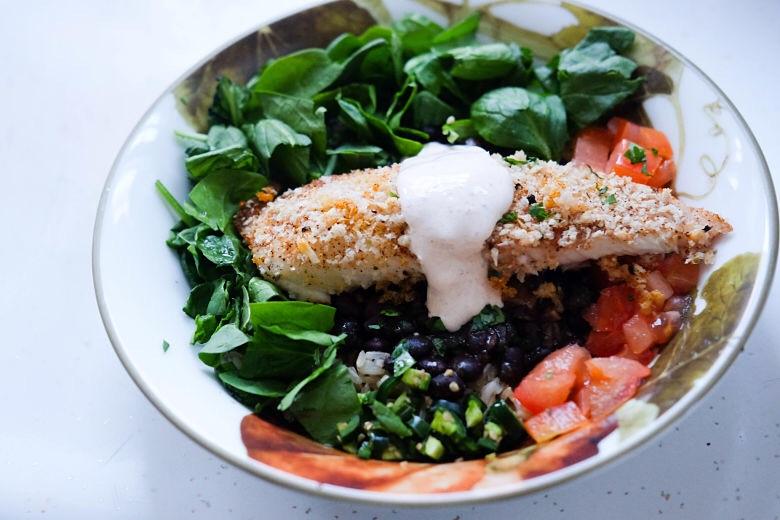 [homemade] tilapia burrito bowl! r/food