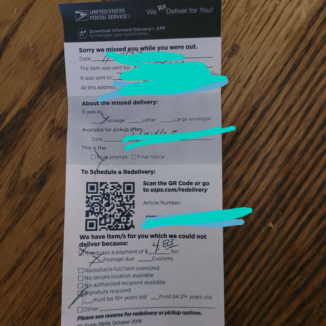 Got one of these in the mail, how many days does the post hold onto