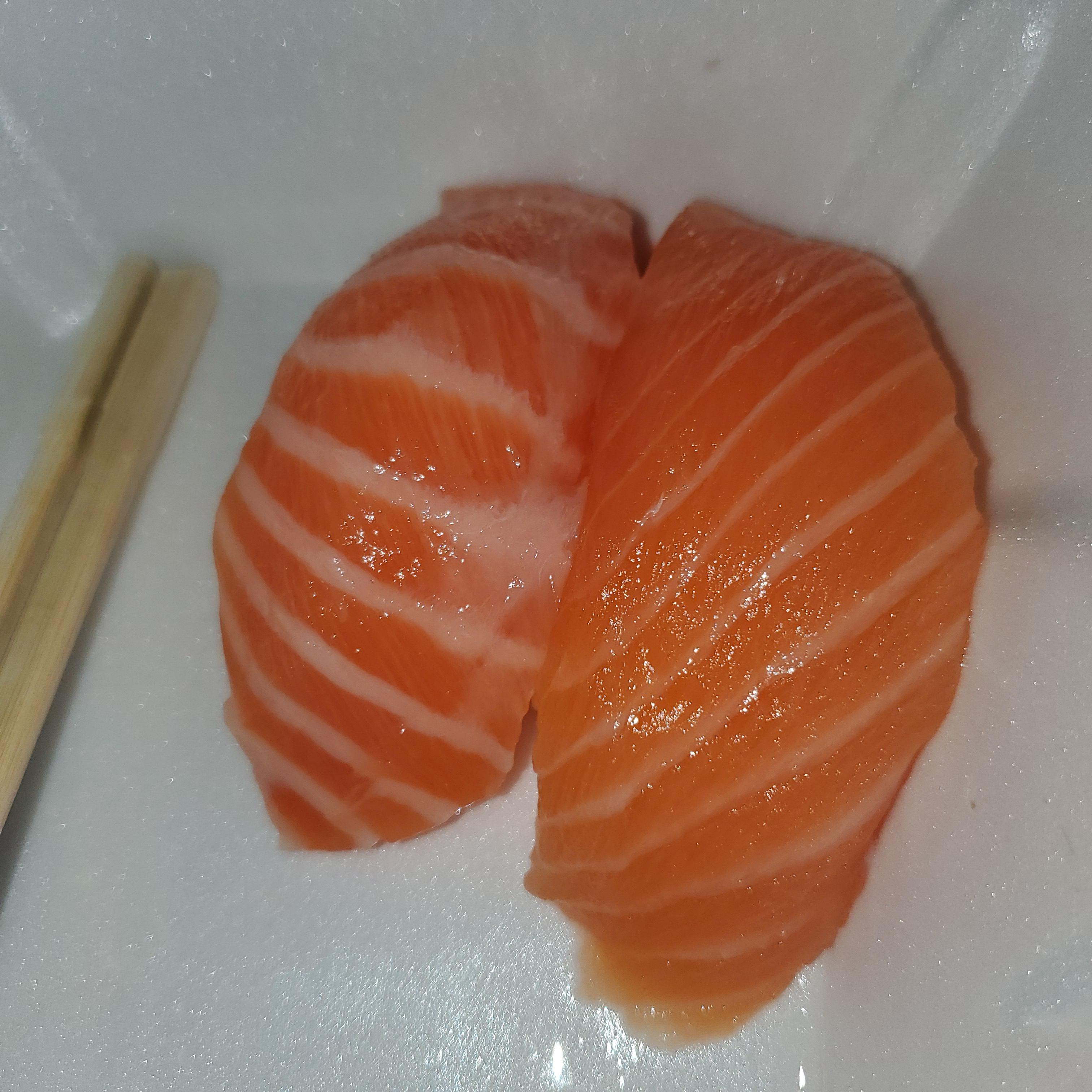 The noticeable difference between Salmon and Salmon Belly. Kobe beef of