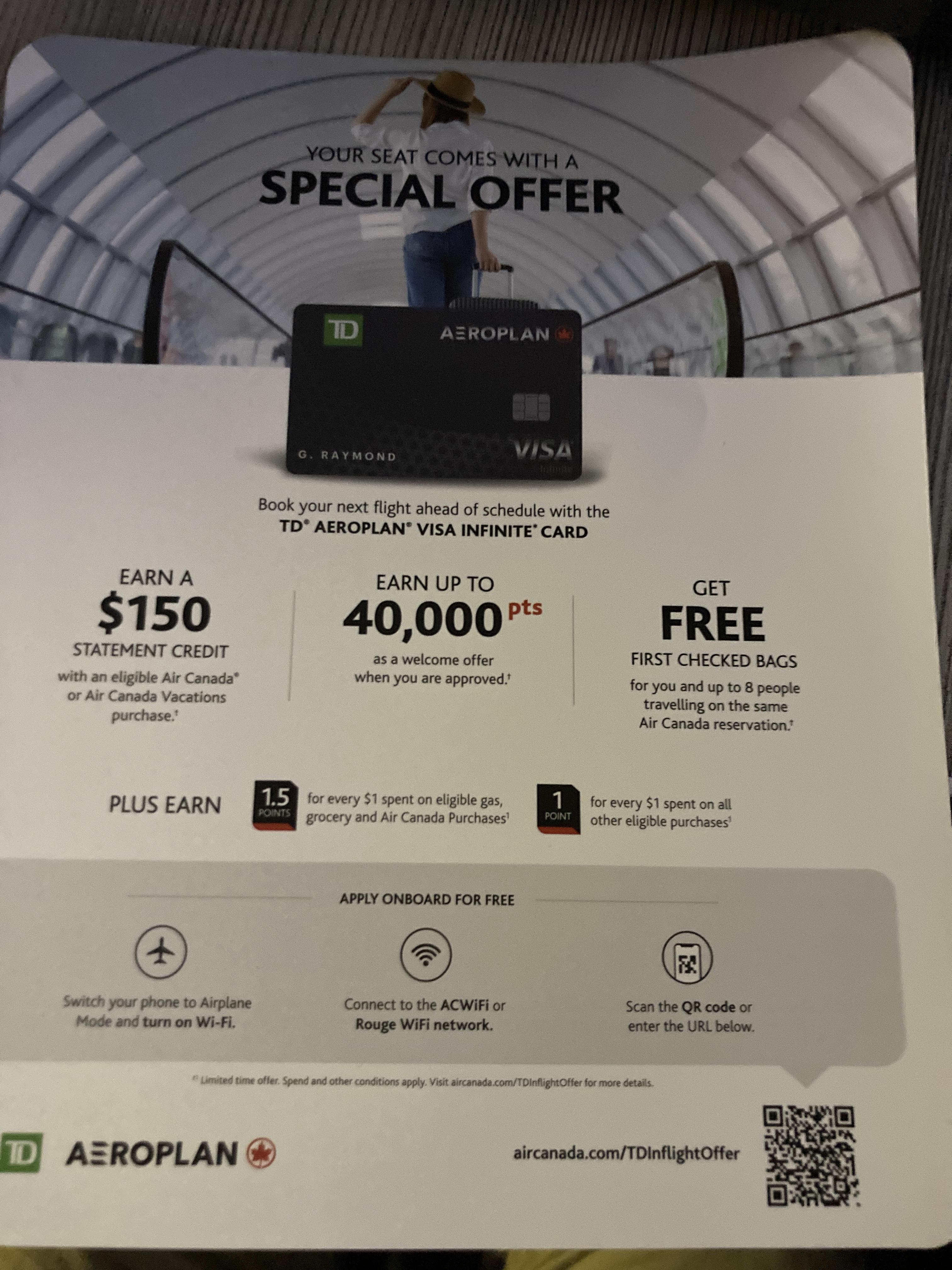 TD Aeroplan Visa Infinite in path offer link r/churningcanada