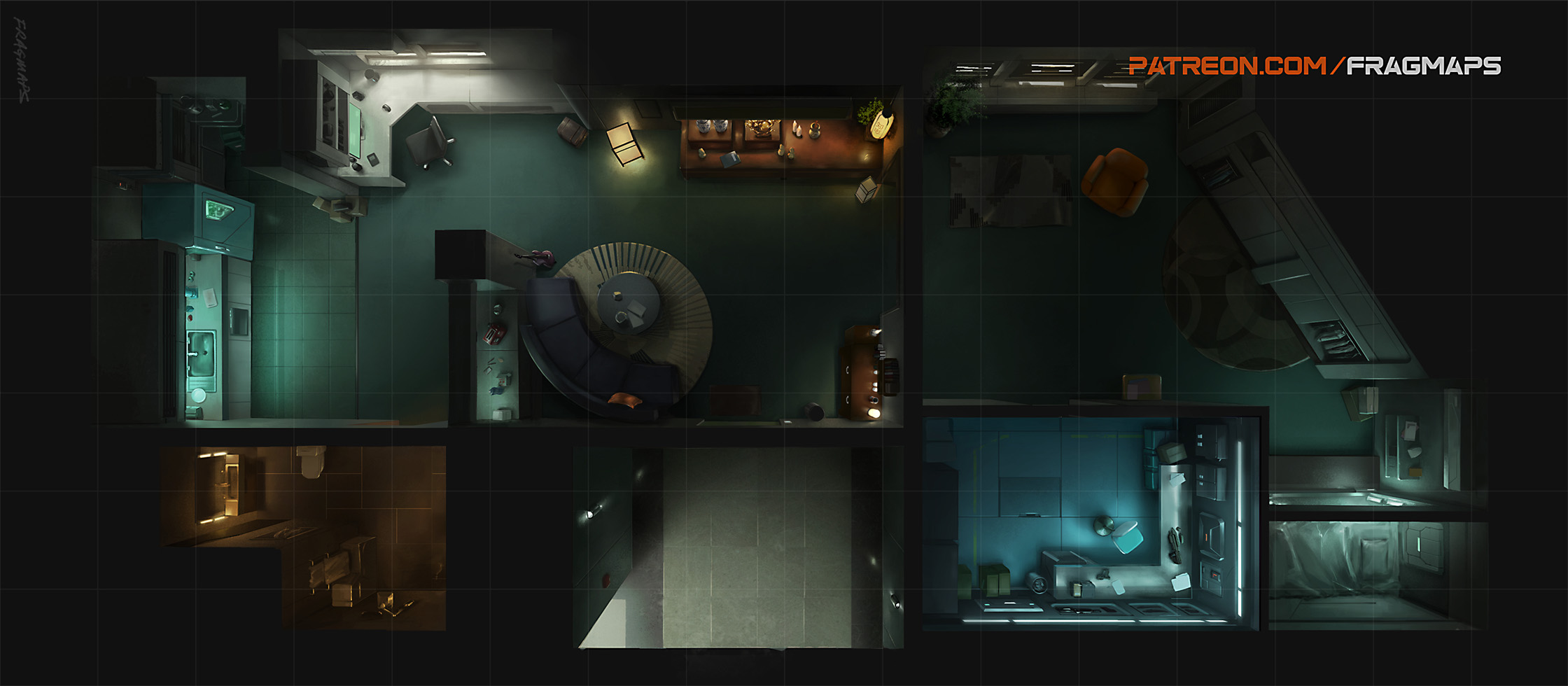 Cyberpunk Edgerunner's Apartment r/battlemaps