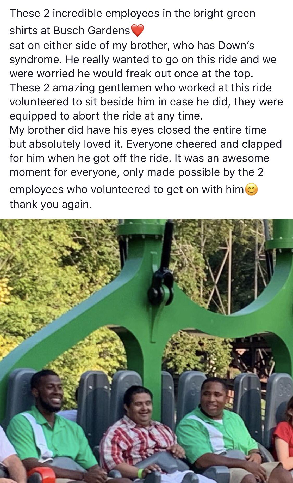 Thoughtful employees at Busch Gardens Williamsburg. r/MadeMeSmile