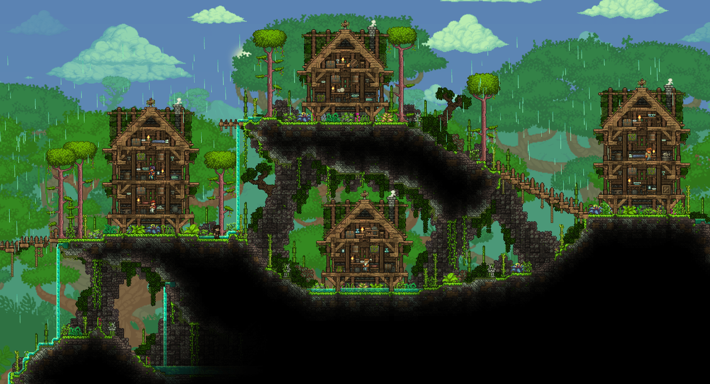 improved my jungle town a bit, how does it look? r/Terraria