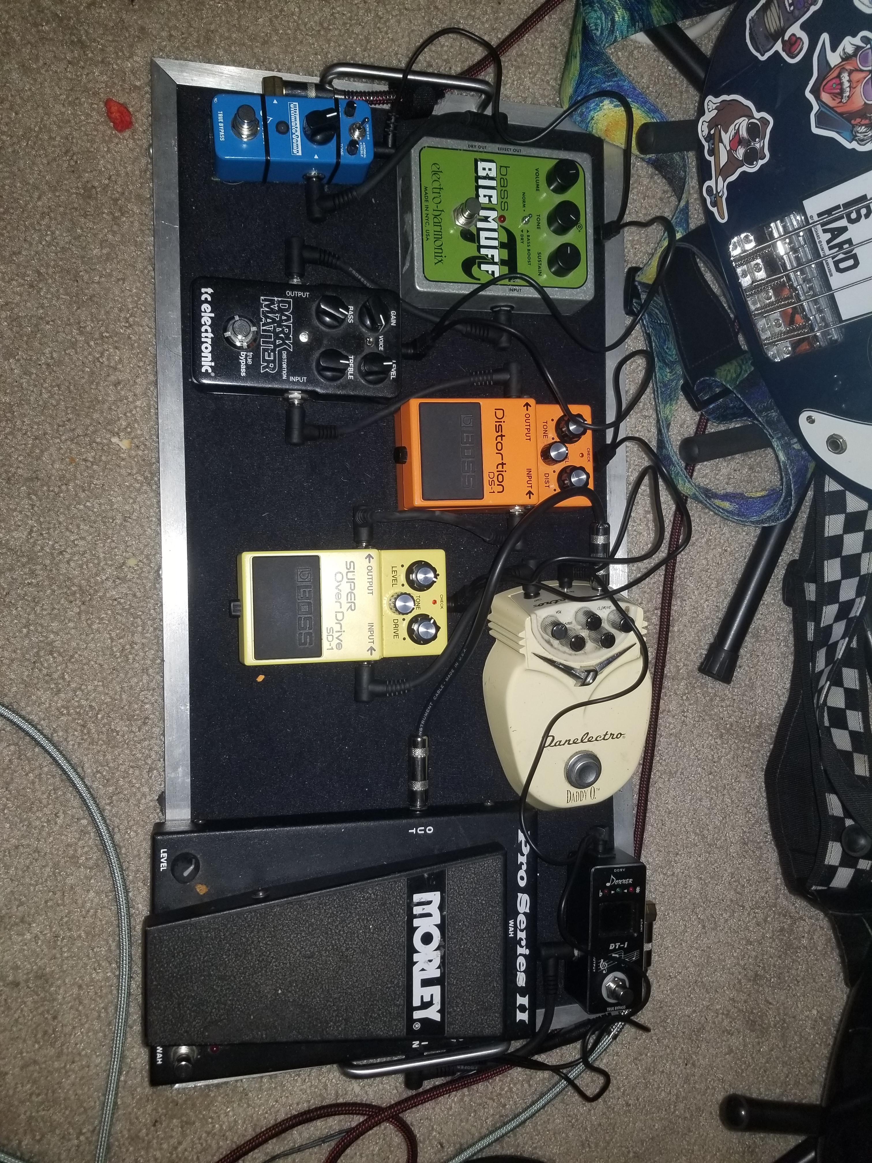 A bit messy but this is my pedalboard and I'm pretty proud of it