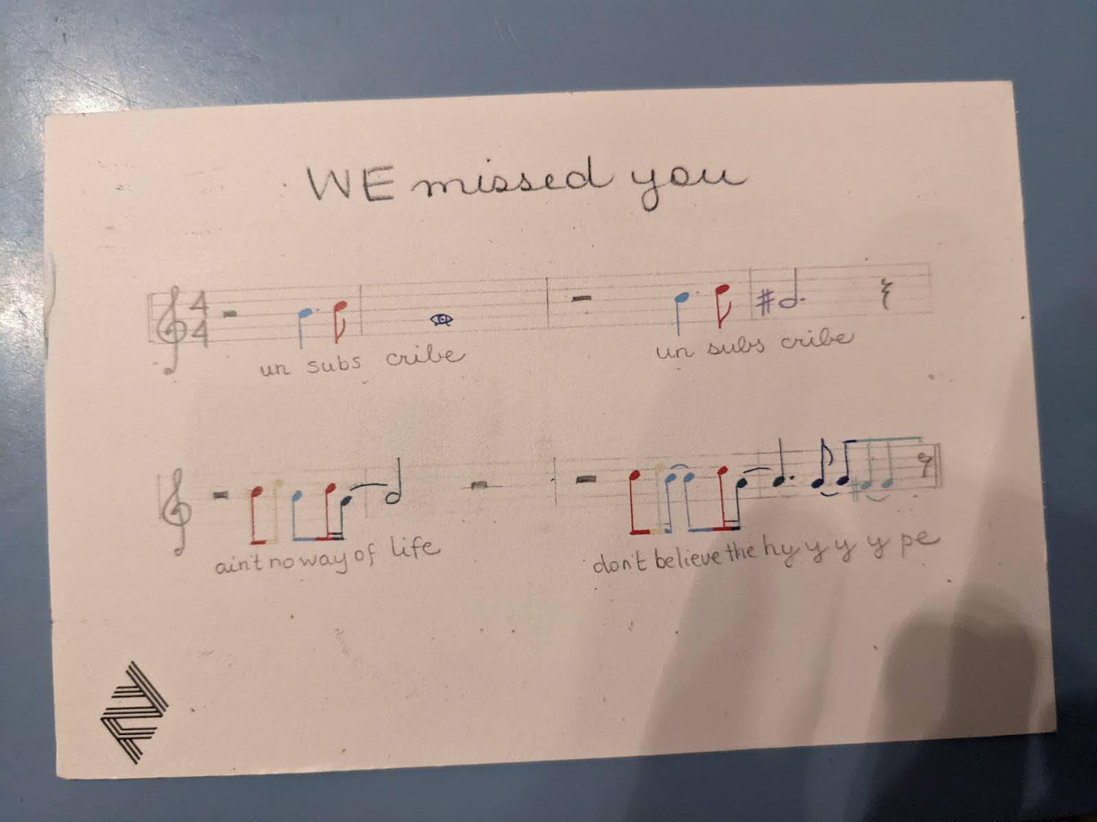 Received a version of the postcard with lyrics? r/arcadefire