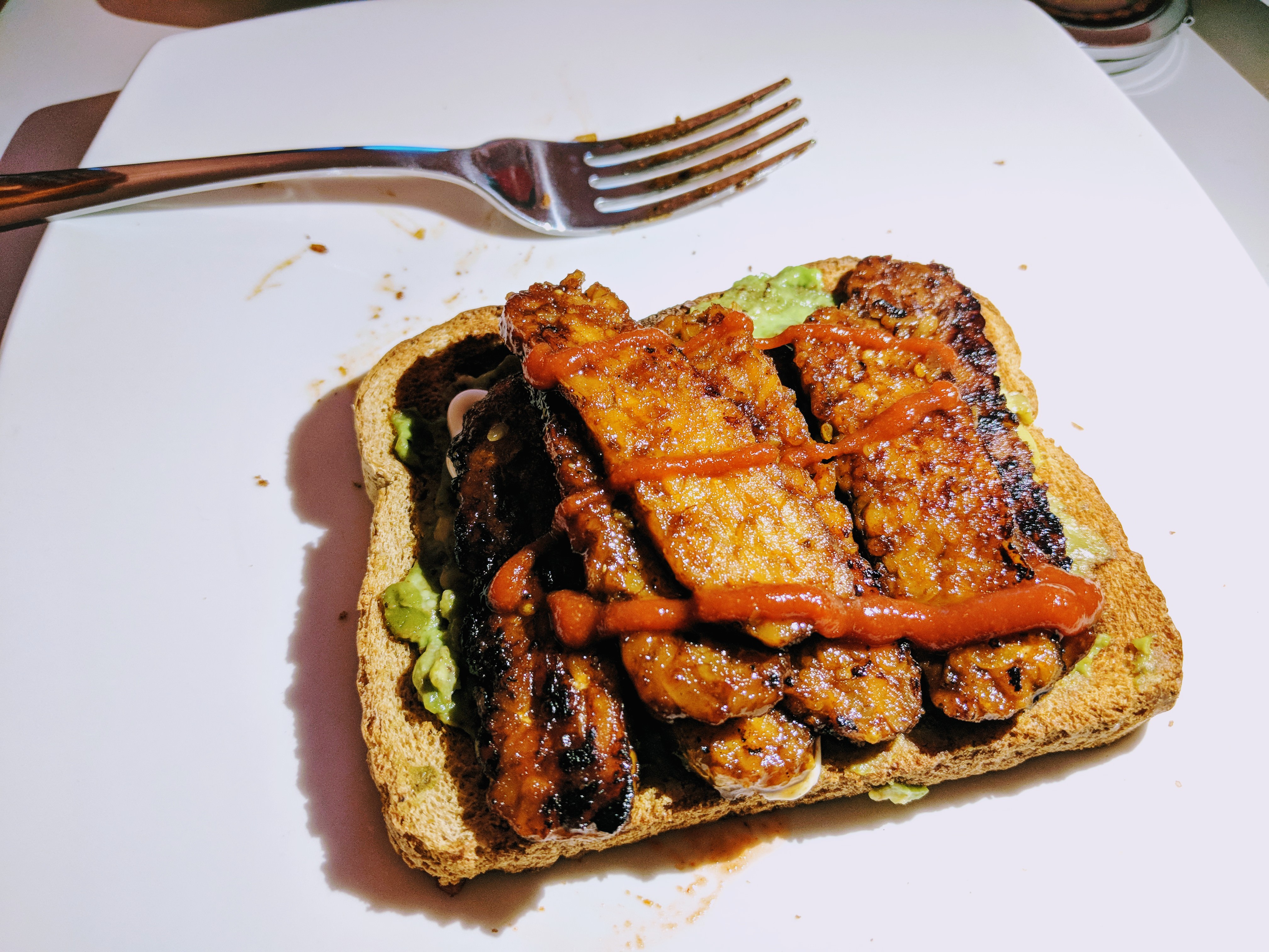 Tempeh Bacon on Avocado Toast. Made today for brunch. r/vegan