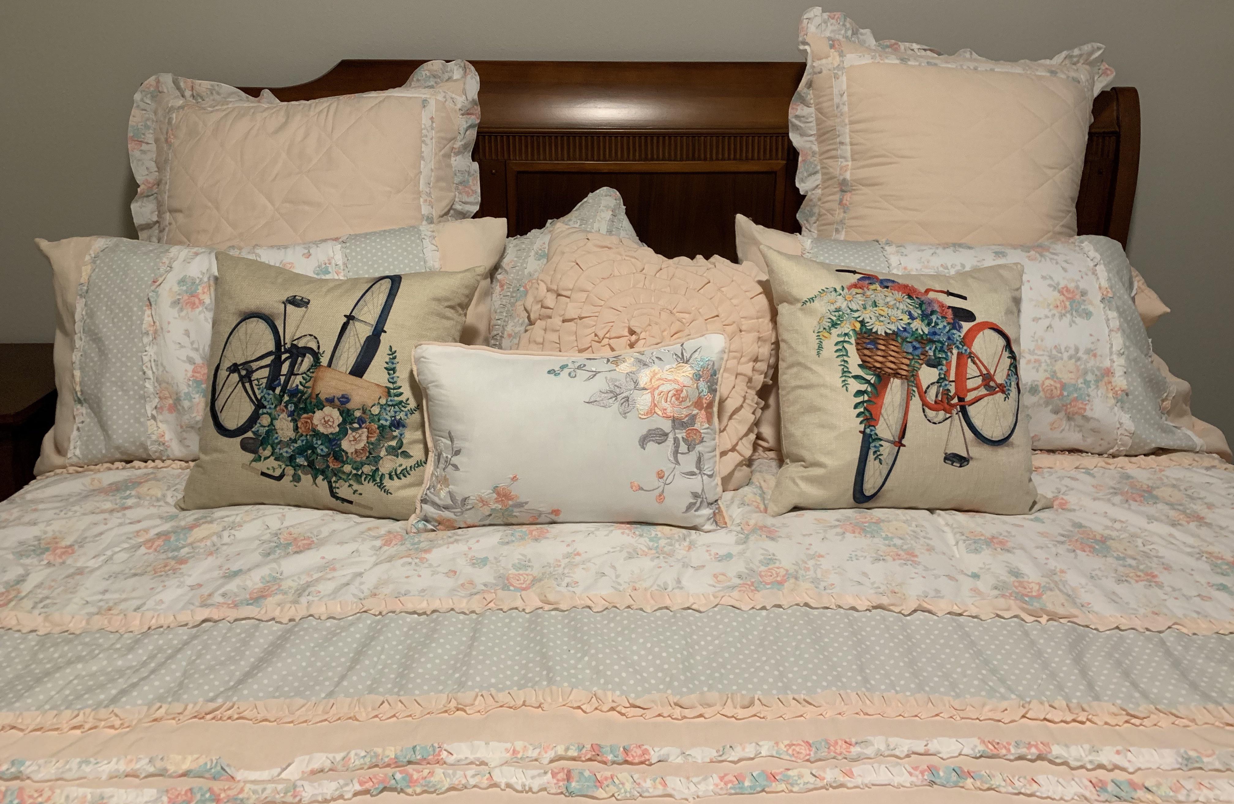 Thirteen pillows in my parent’s guest bedroom and I have no idea how to