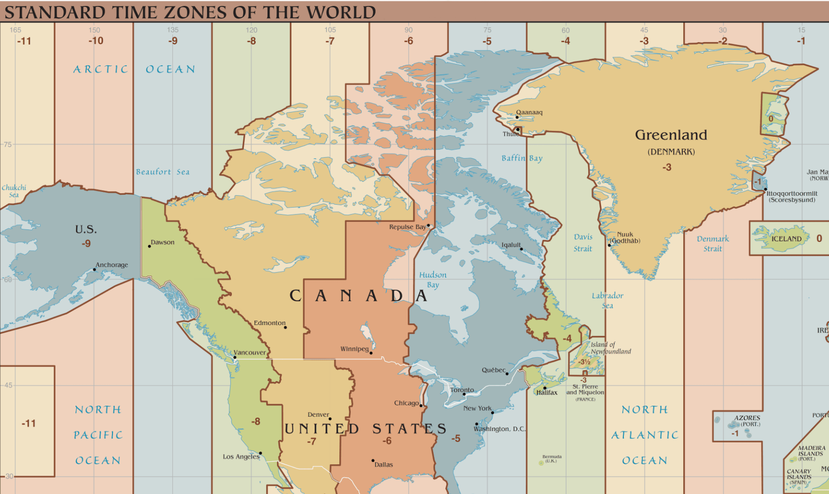 Greenland Time Zone Map Greenland rejects your time zone and substitutes it's own. funny