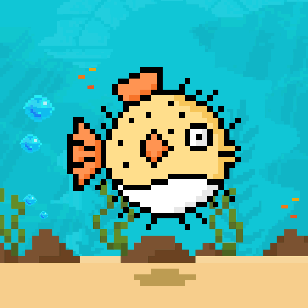 AnimalPixel 201 (Bob the Pufferfish) now available at OpenSea r/opensea