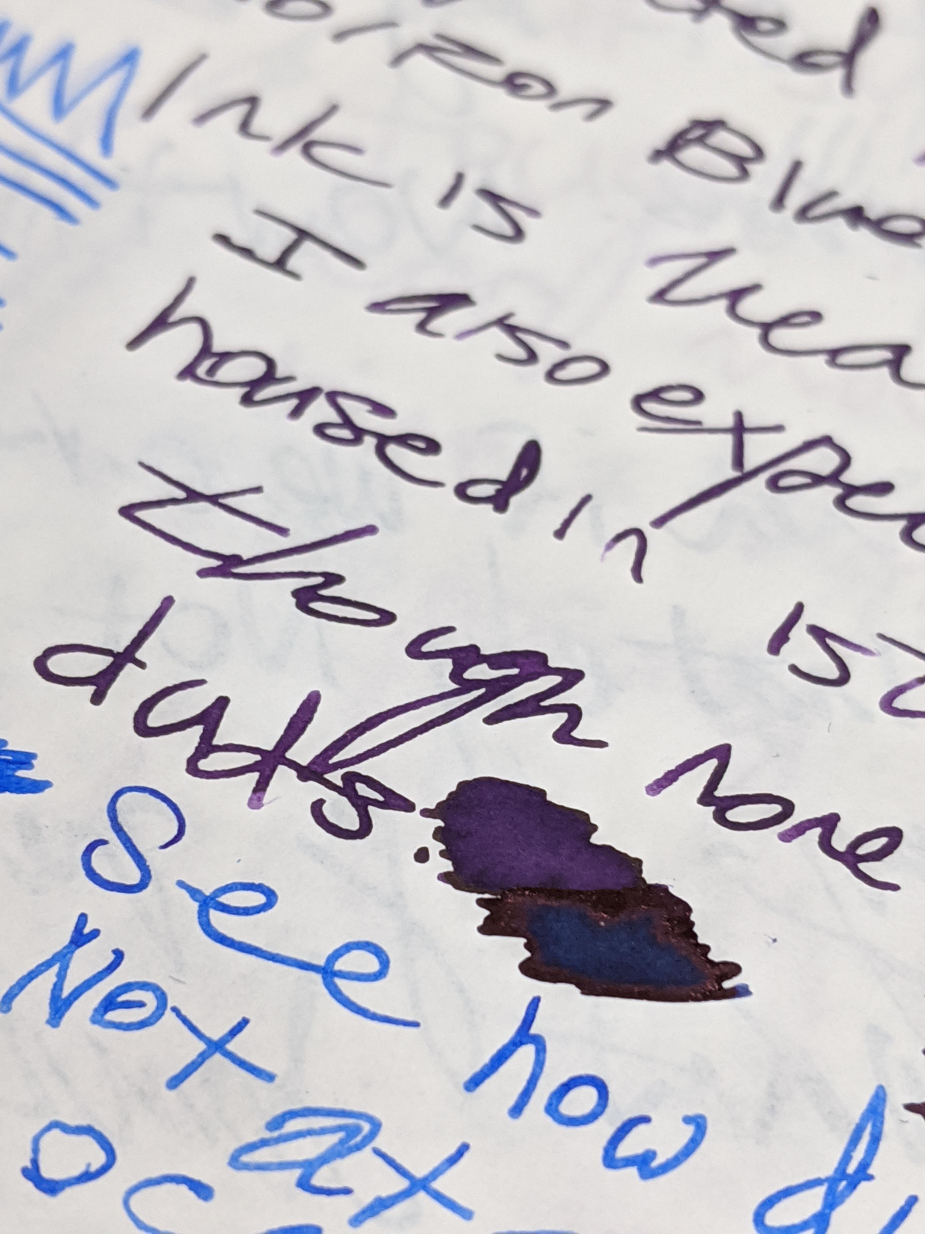 Diamine purple pazzazz looks crazy awesome when puddled! Tomoe River