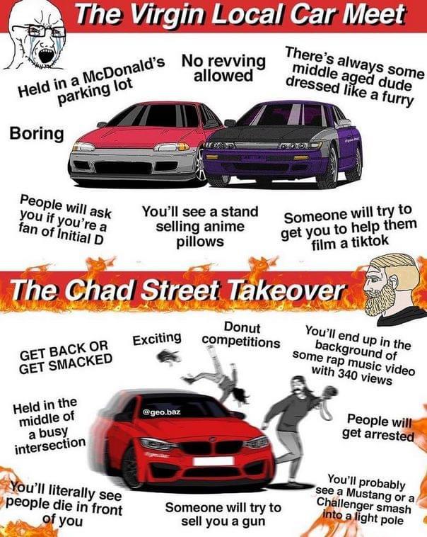 Virgin Local Car Meet vs Chad Street Takeover r/carshitposting