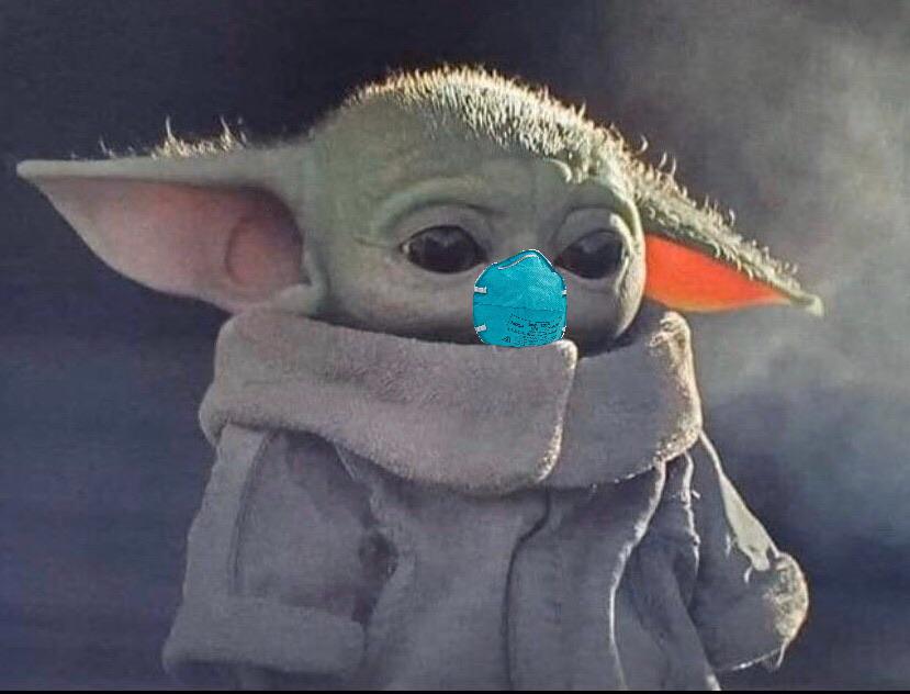 Baby Yoda wears a mask during Coronavirus season, be like Baby Yoda