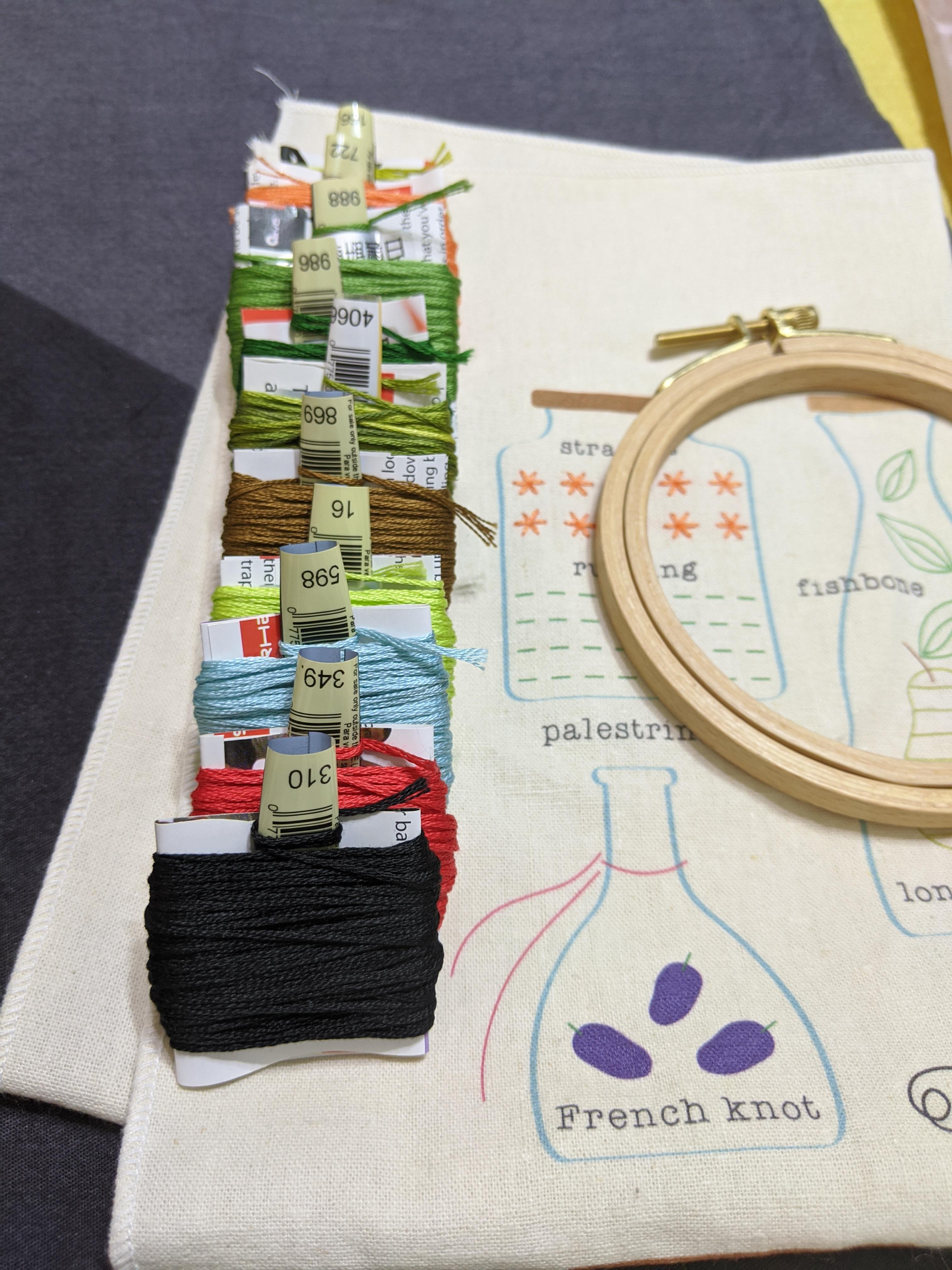 No bobbins or clothespins so made some makeshift bobbins with thick