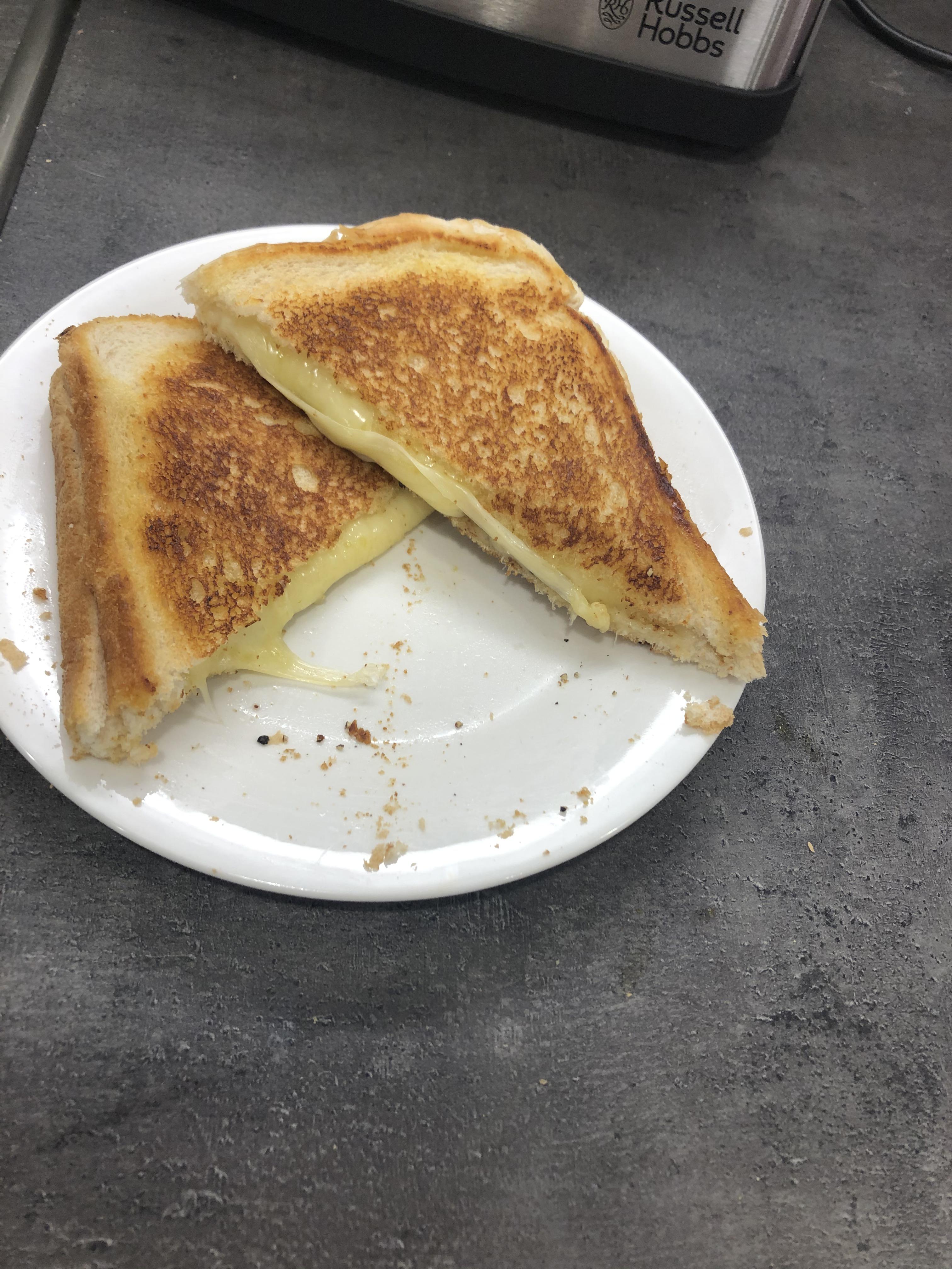 Cheddar and gouda grilled cheese, the best way to start the day r
