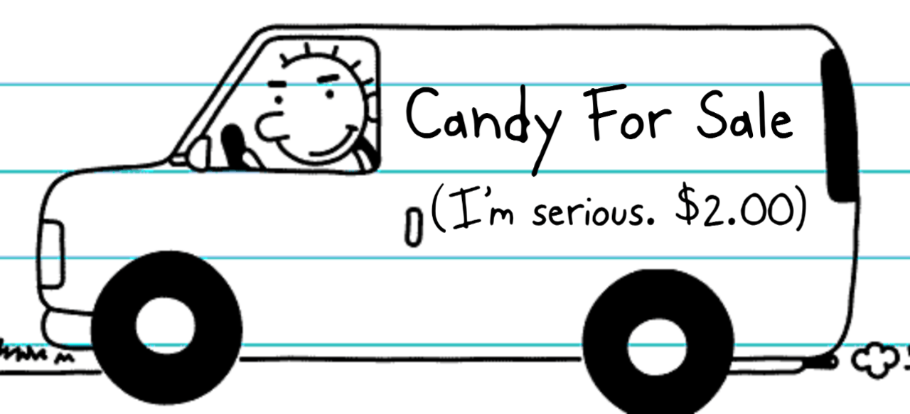 Rodrick is having a hard time selling Candy for research on Frozen Diet