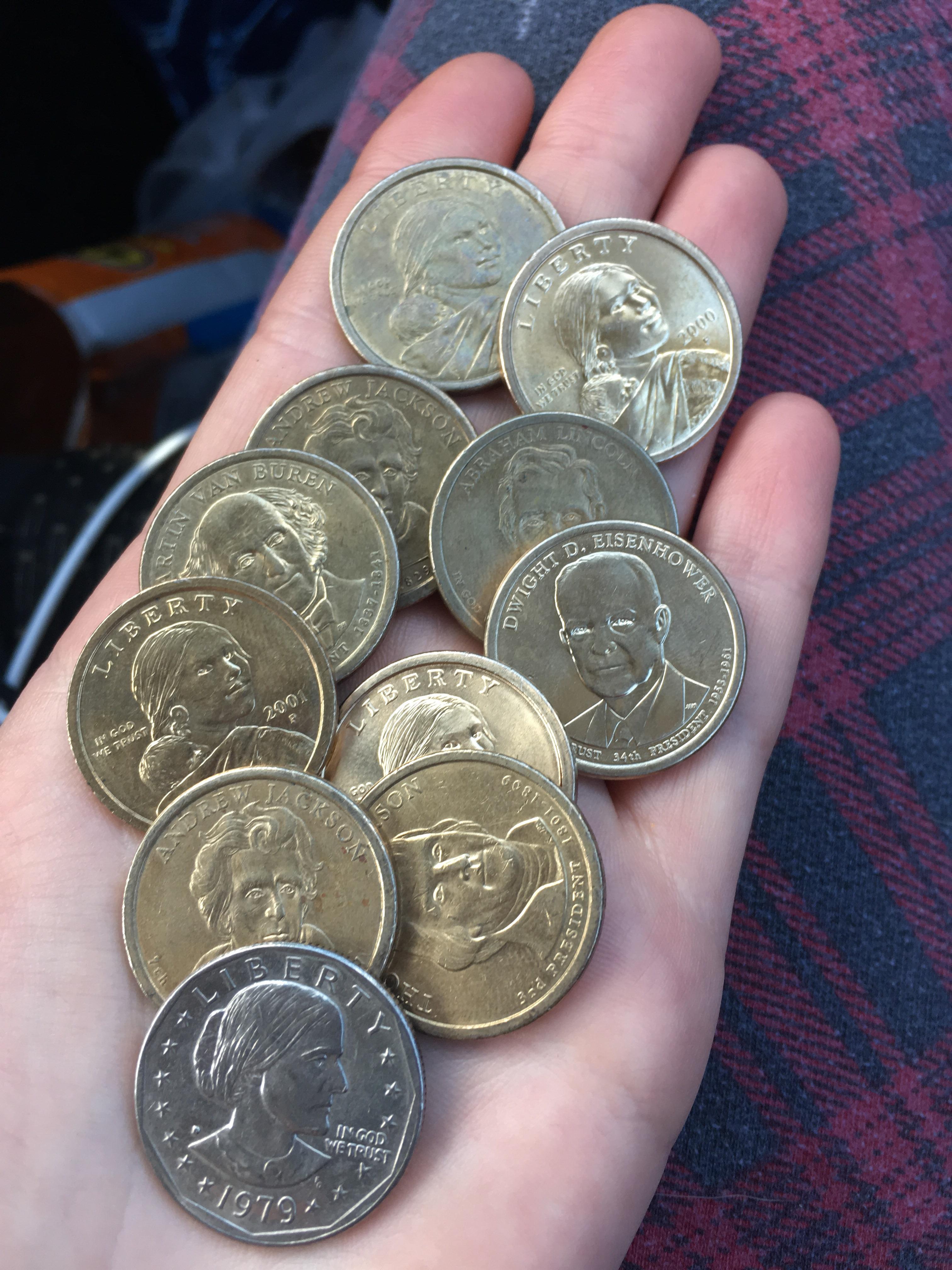 A toll booth machine in IN gave us dollar coins for change r
