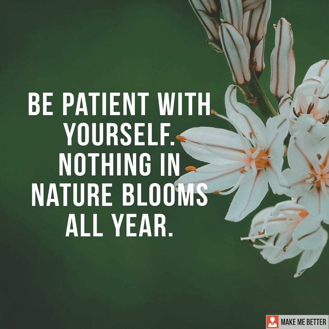 Patience is in nature " Be patient with yourself. Nothing in nature
