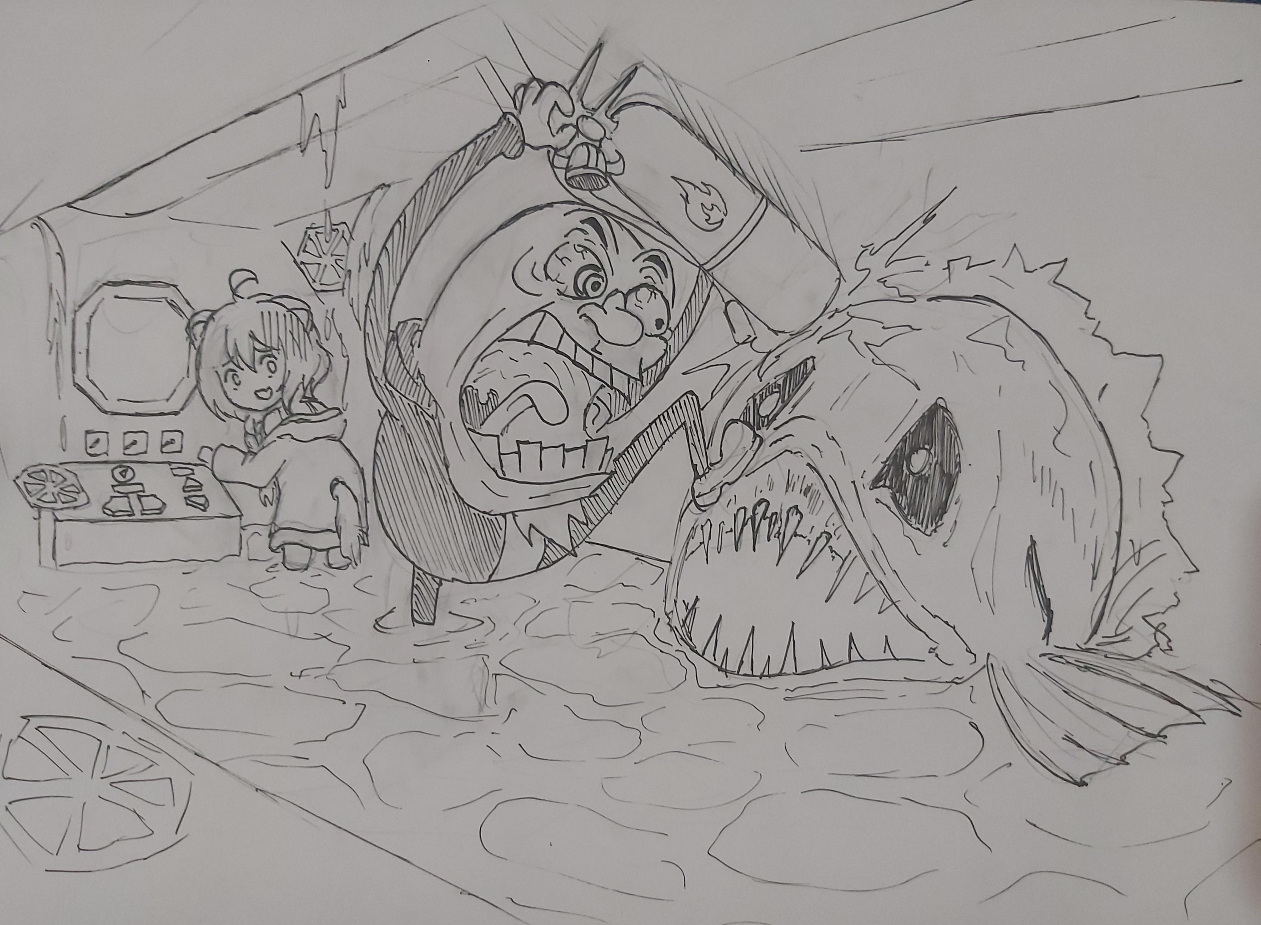 made a fanart of iron lung but Joel and Limes are the helmsman r