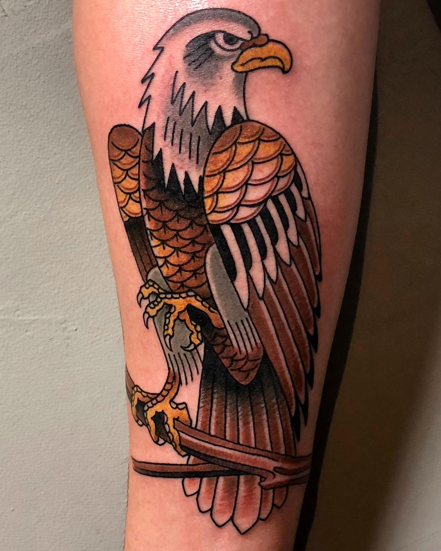 Fresh eagle done up nicely by Eric McJilton at fountain city tattoo, in