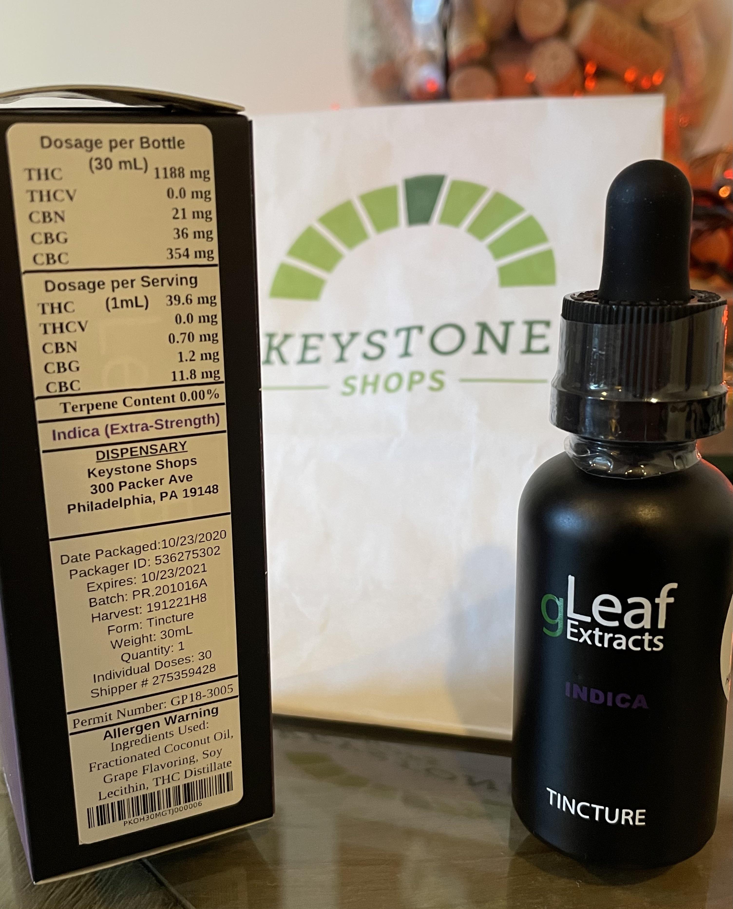 gLeaf extra strength tincture 1188mg for 80 Keystone Shops S