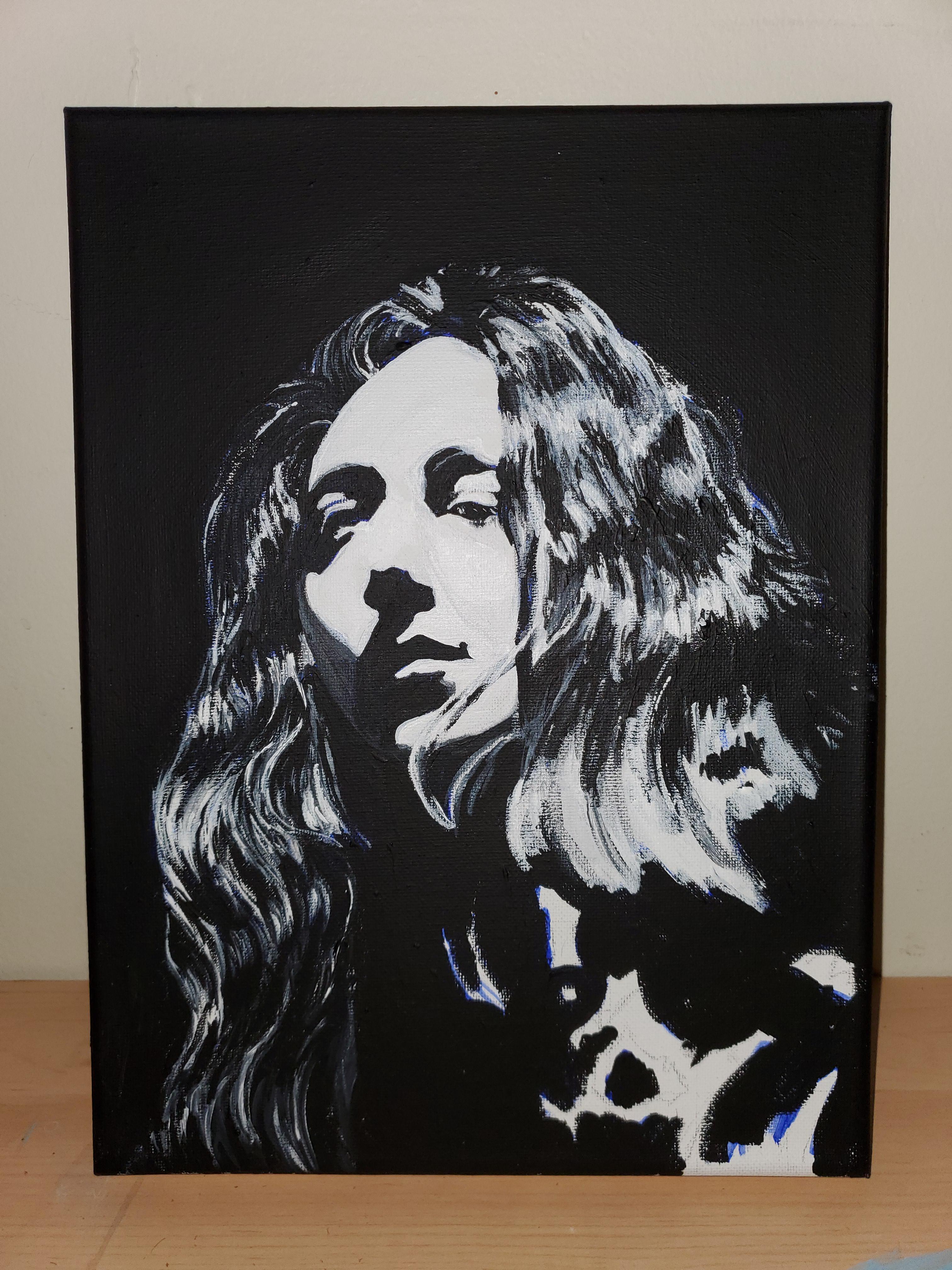 Work in progress Acrylics using just black and white with a blue