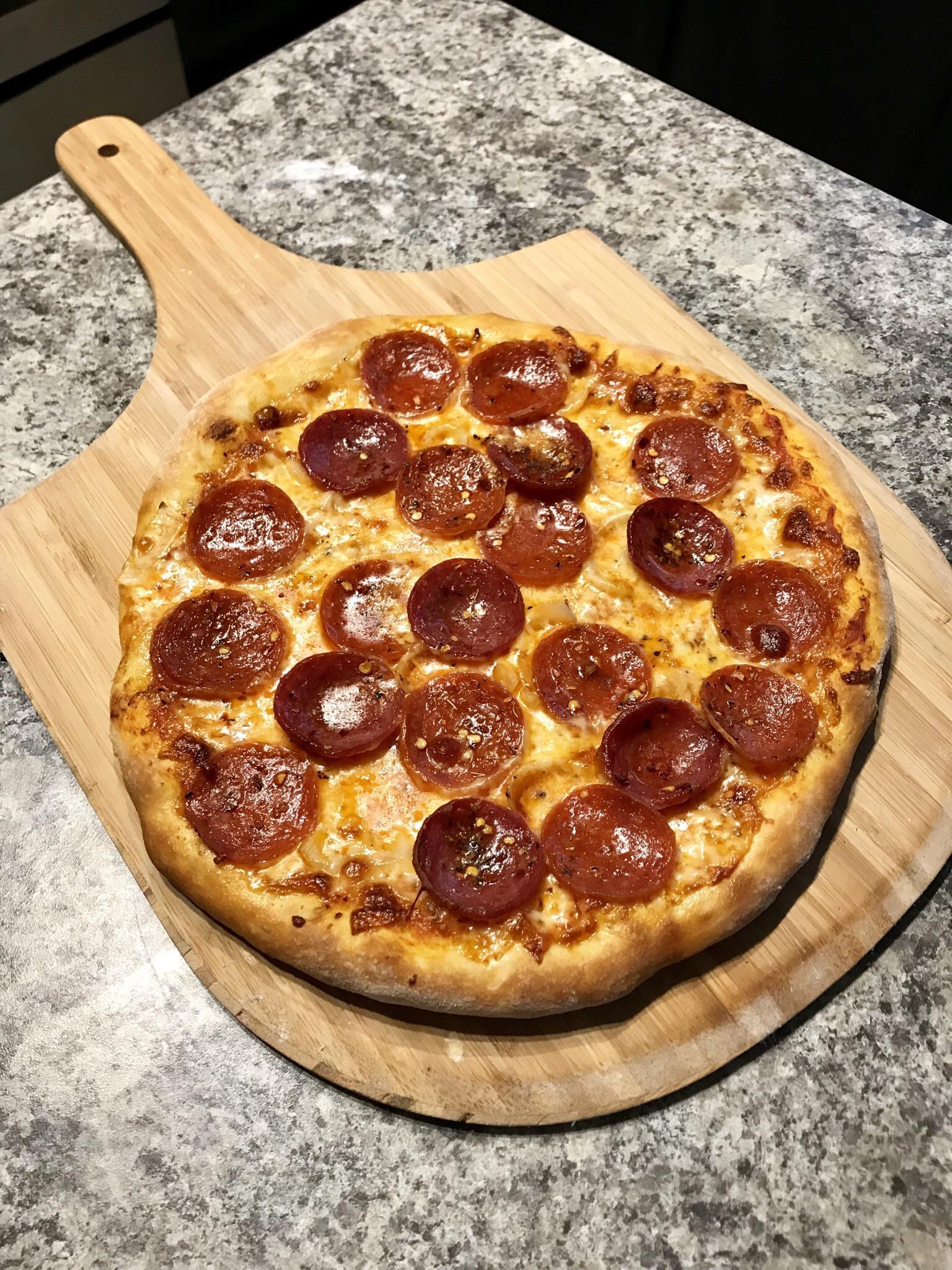Pepperoni, Salami, and Onion Pizza [Homemade] r/food