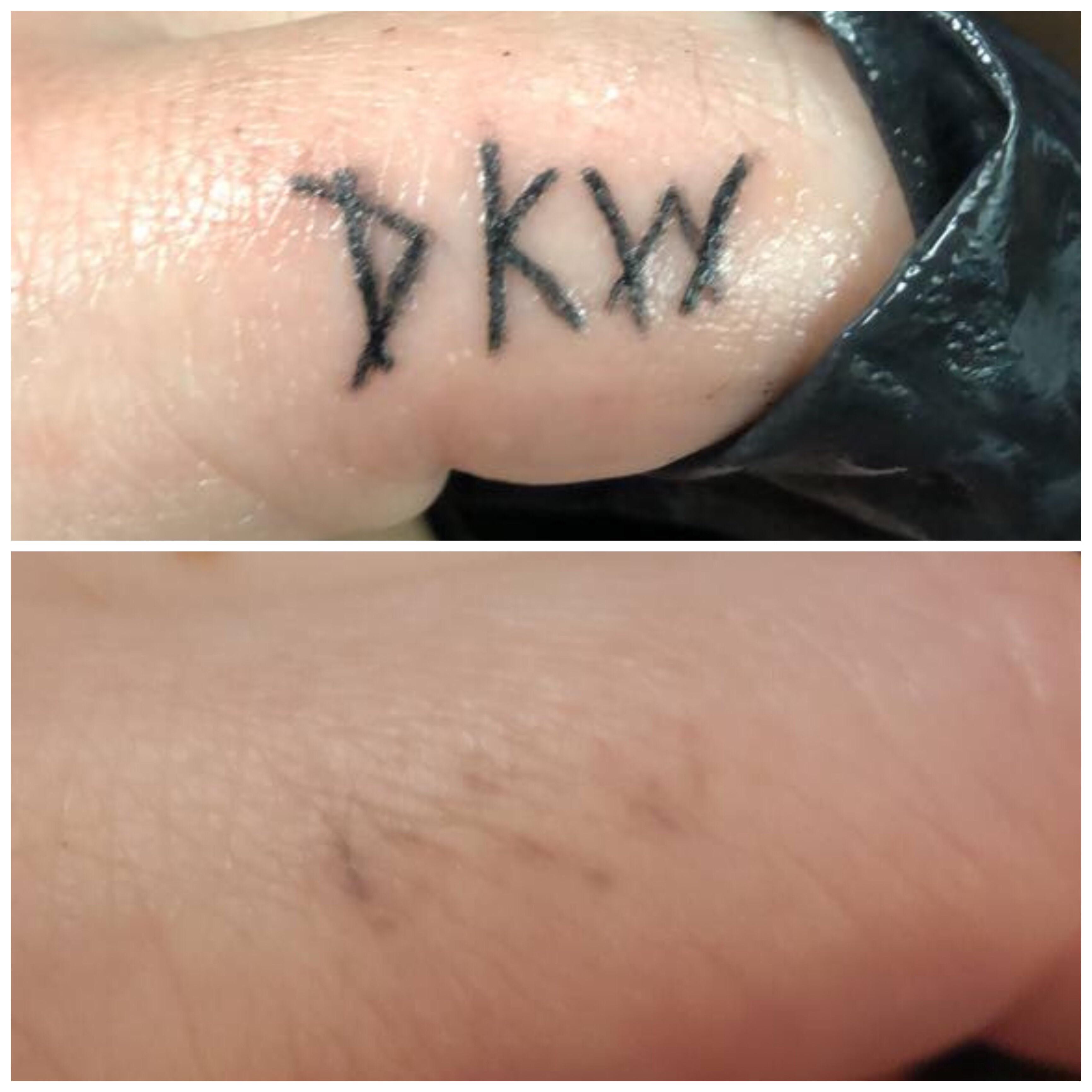 Recreation of my moms scratch tattoo with my dads initials