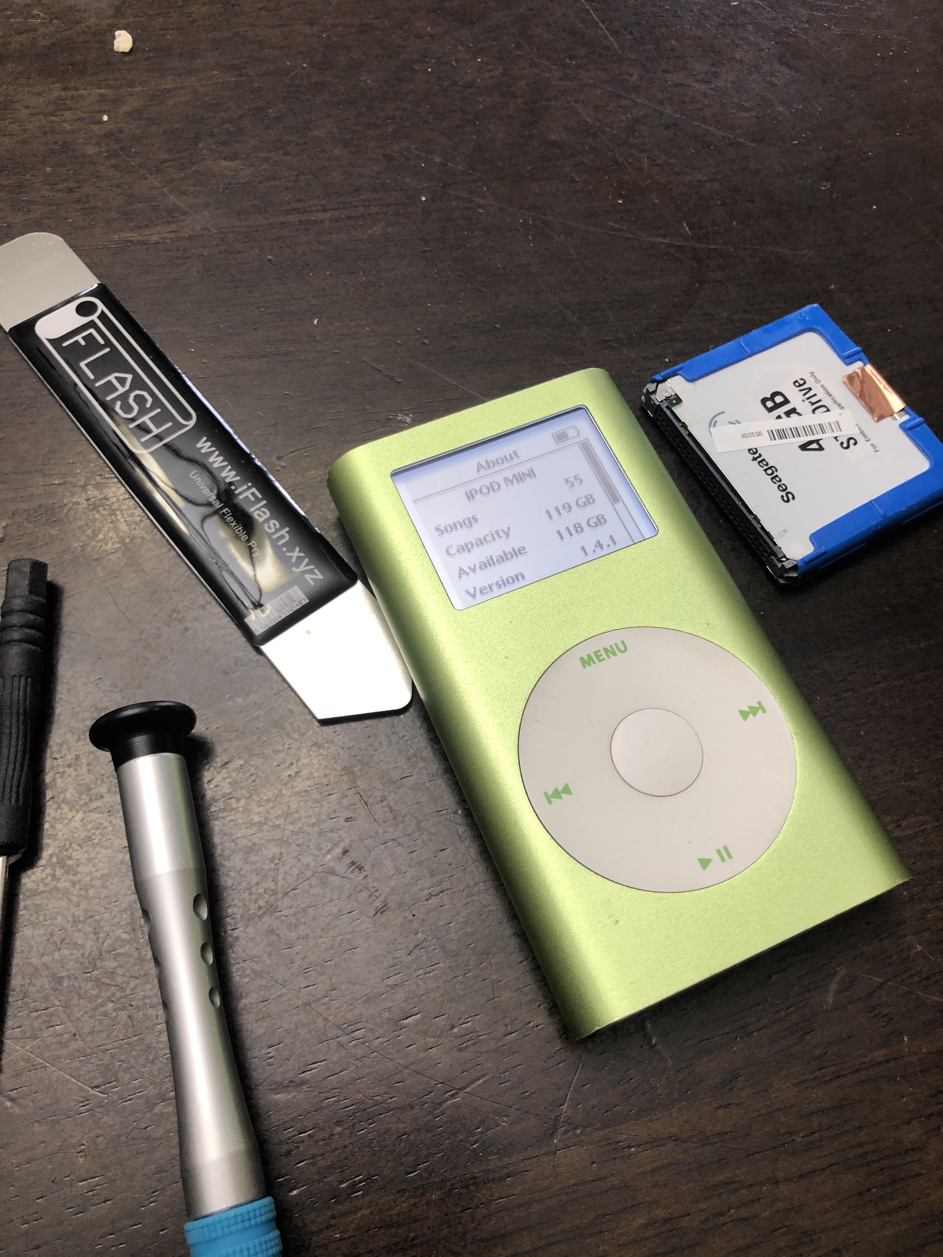 iPod Mini 4GB>128GB Flash storage success! Just got my iFlash CF