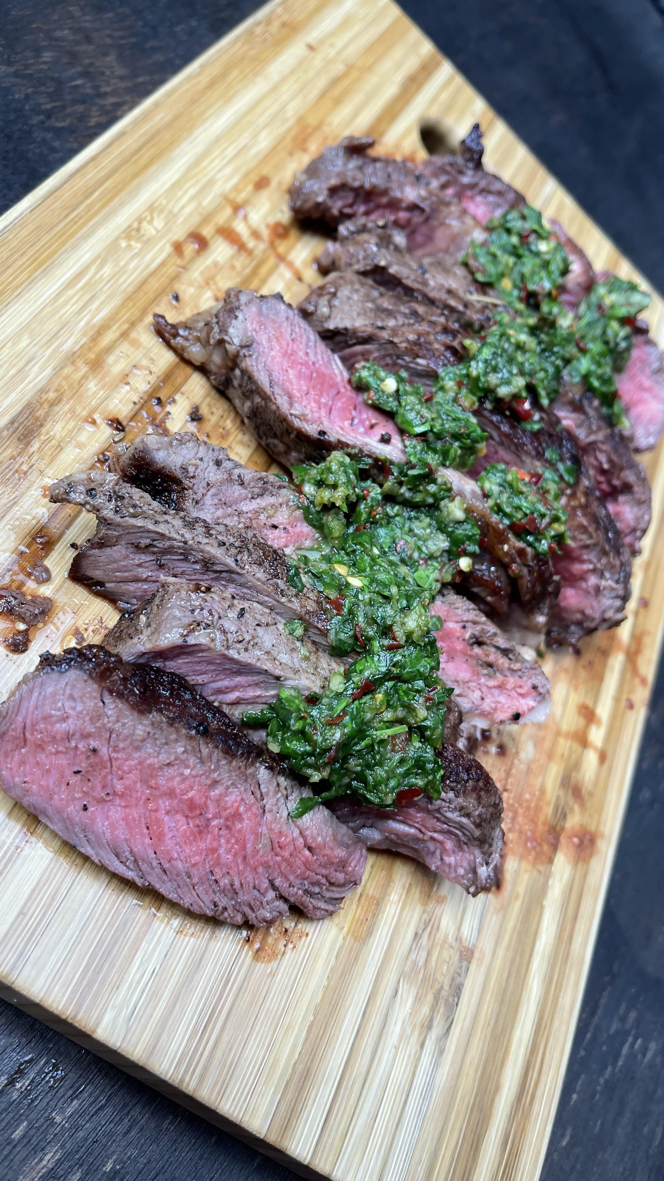 [homemade] Butter seared New Zealand ribeye steak topped with Chimichurri sauce r/food