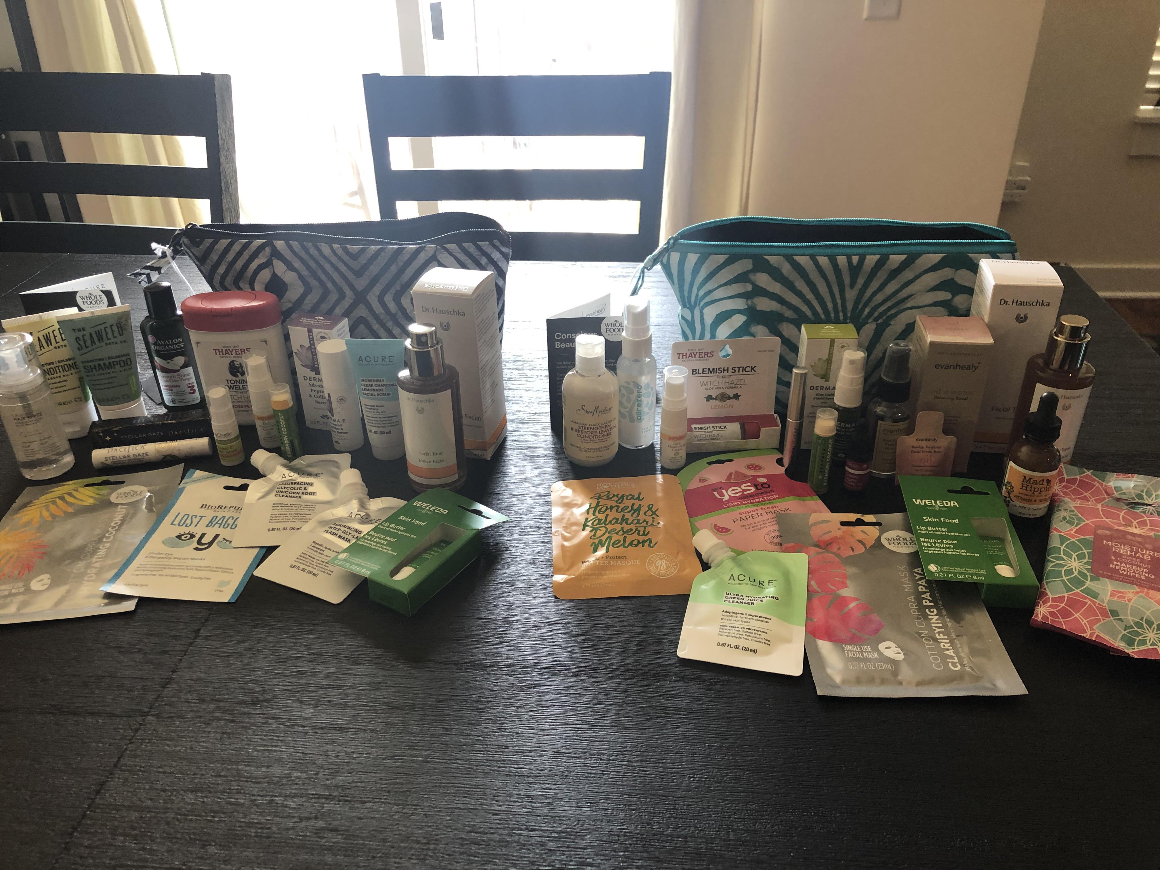 Got both Whole Foods beauty bags... And a fun, karmic story to go with