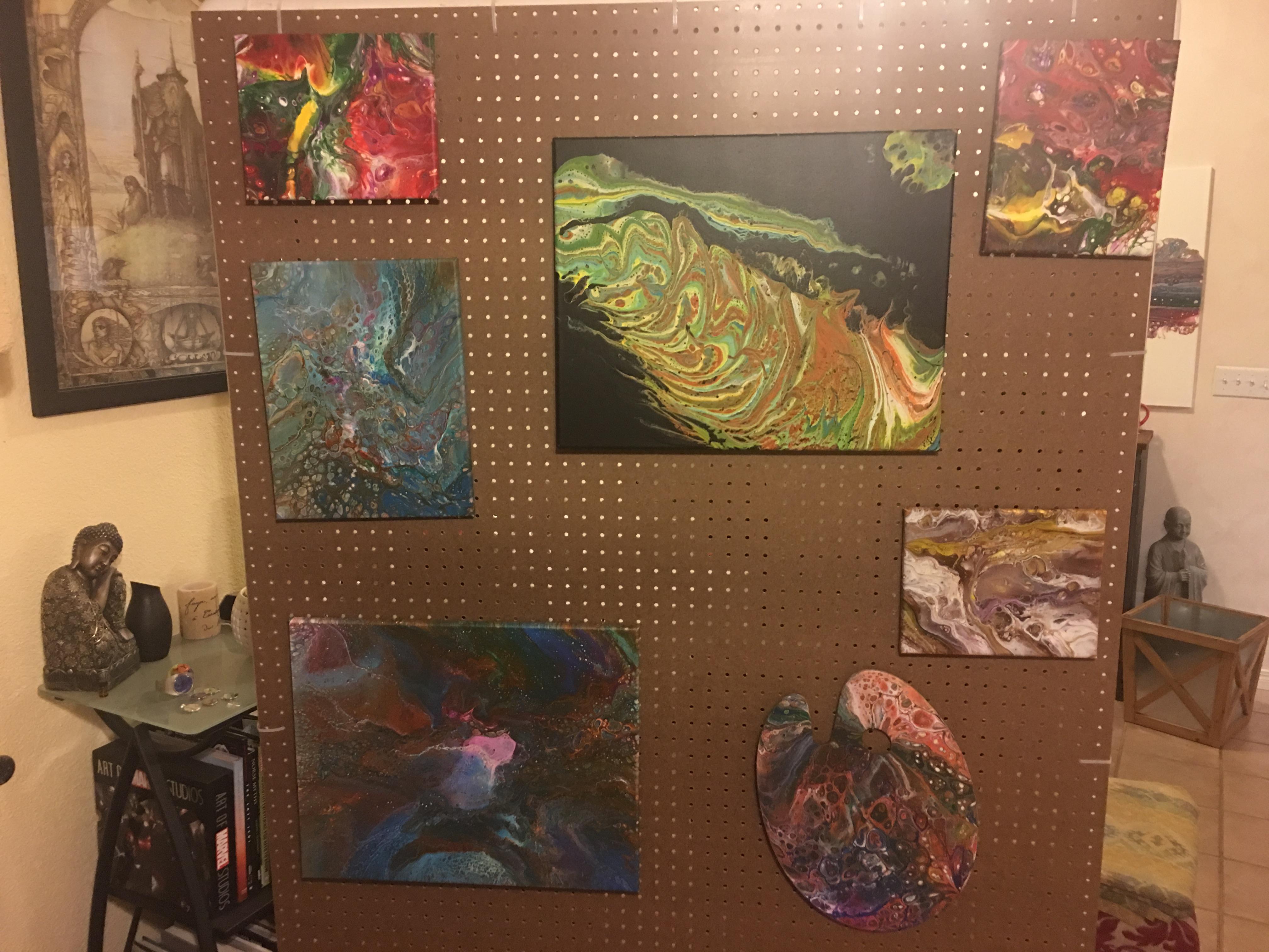 New set up to display paintings at market. r/PourPainting